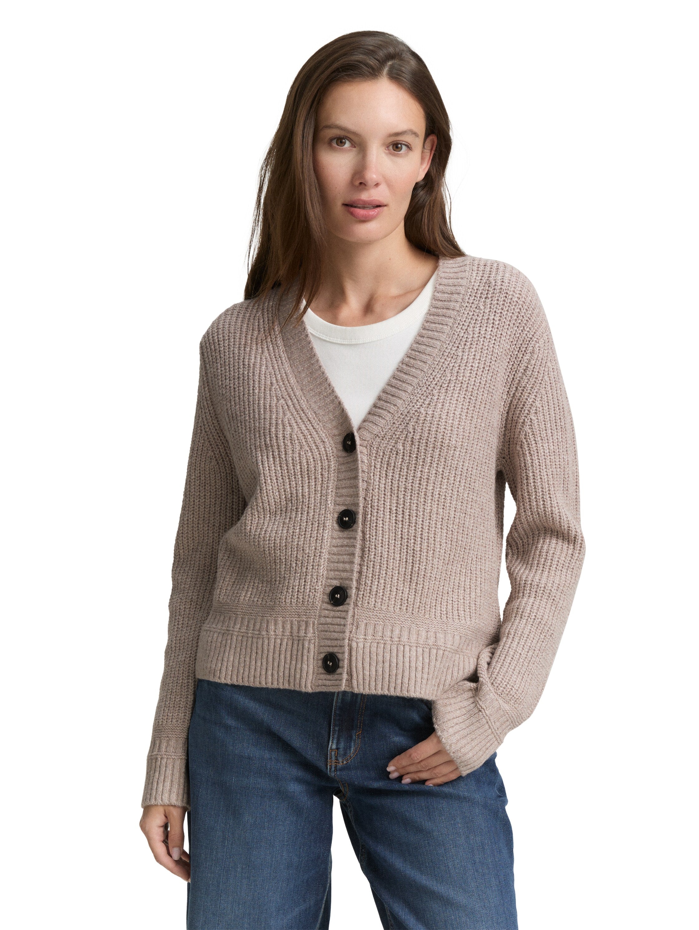 Tom Tailor Beige Cardigan With Button To Close