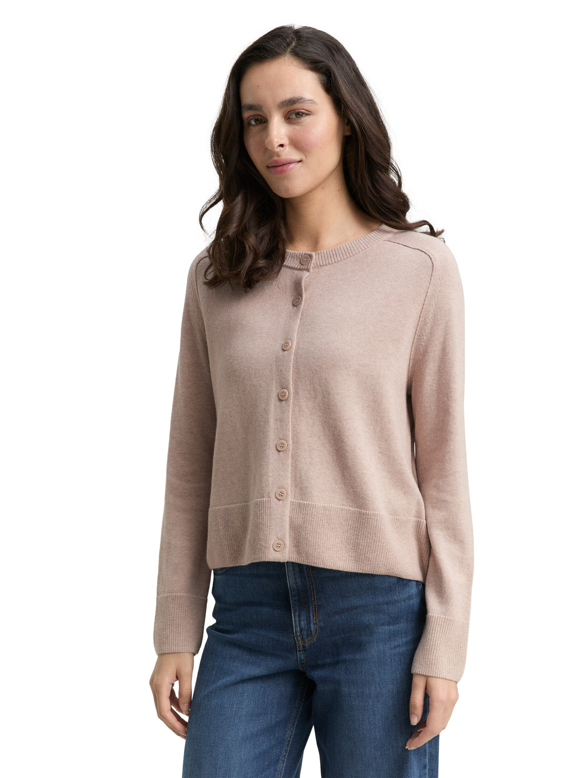 Tom Tailor Soft Taupe Melange Cotton Cardigan