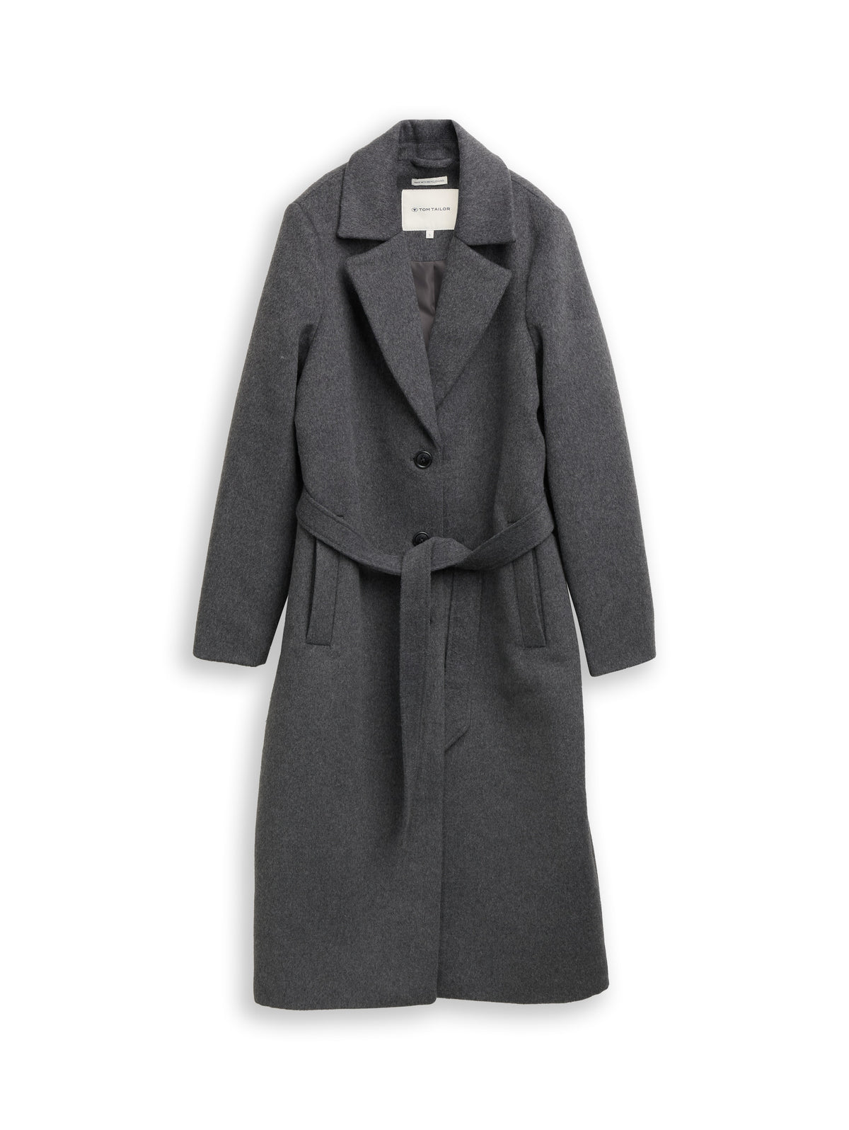 Tom Tailor Dark Anthra Wool Coat with Belt