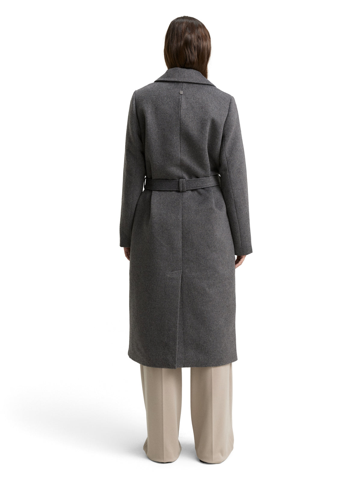 Tom Tailor Dark Anthra Wool Coat with Belt