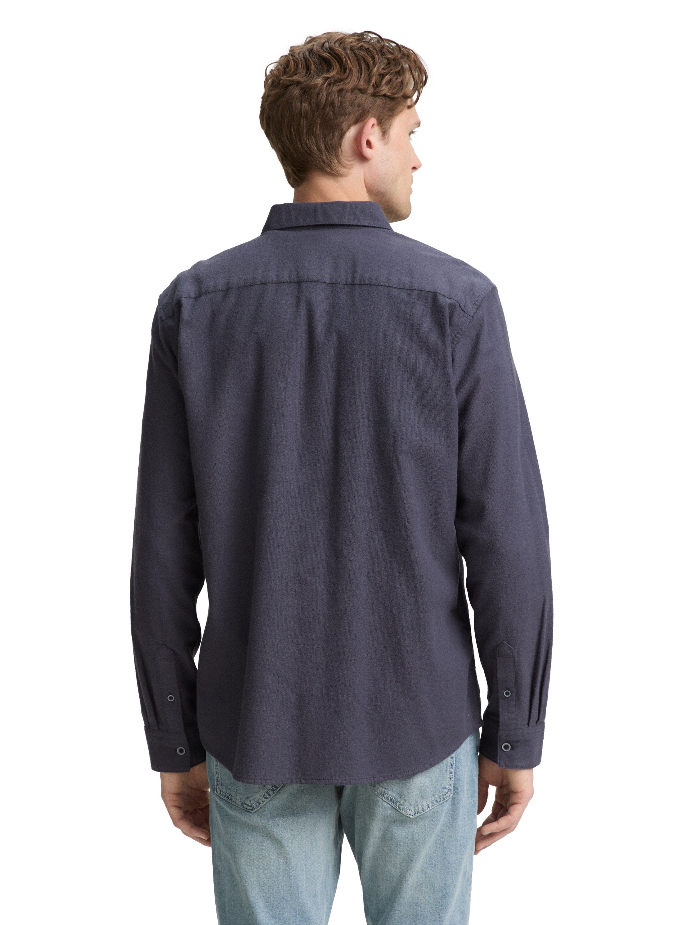 Tom Tailor Long Sleeved Grey Shirt With Chest Pocket