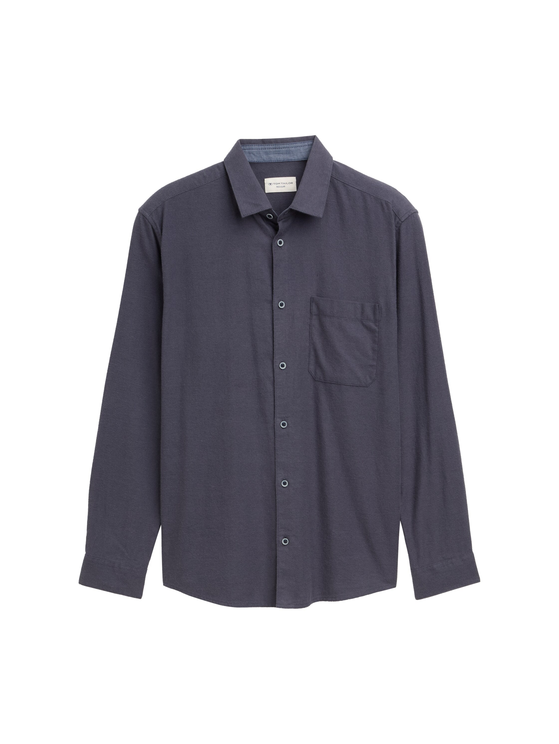 Tom Tailor Long Sleeved Grey Shirt With Chest Pocket