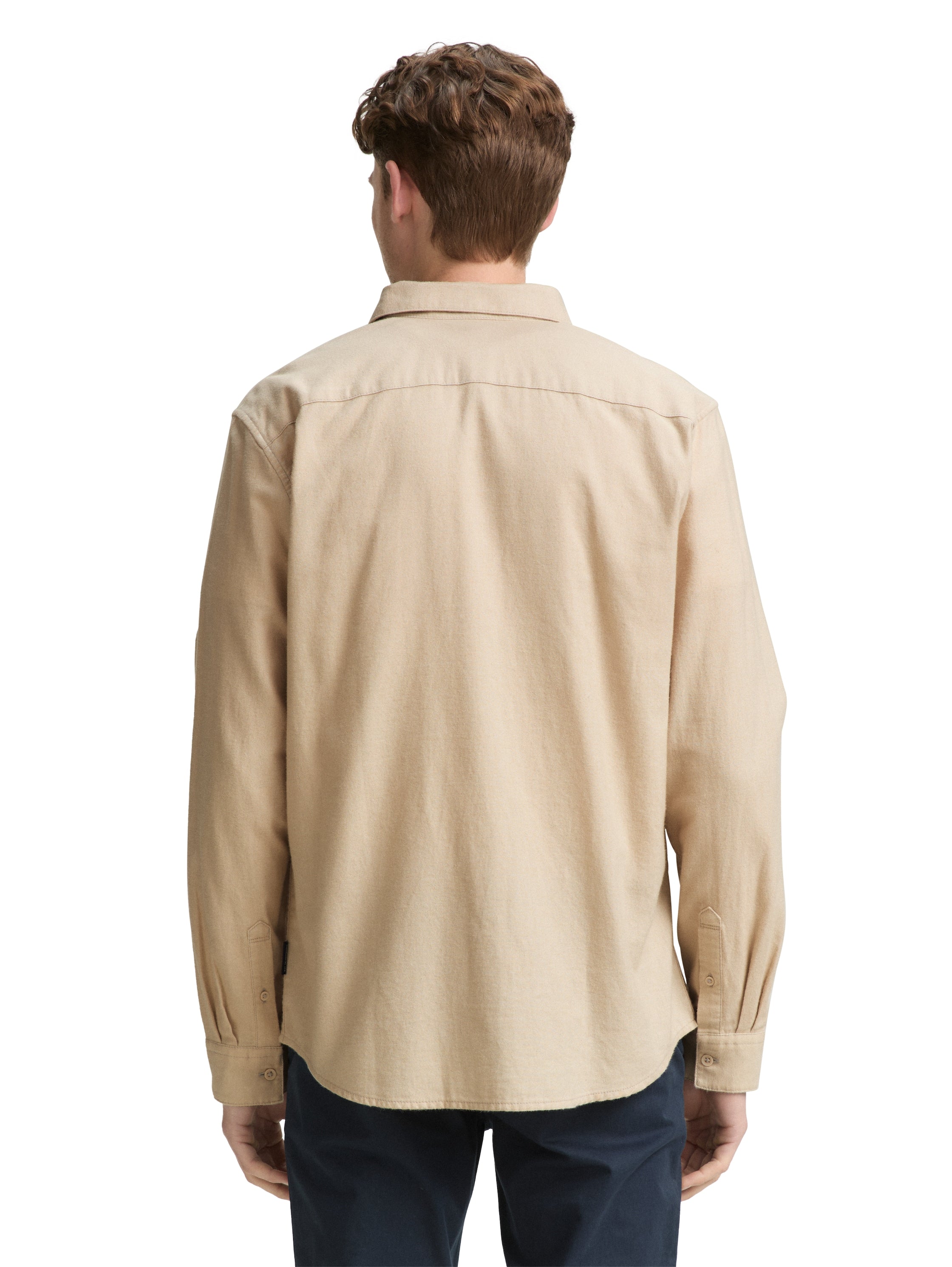 Tom Tailor Long Sleeved Beige Shirt With Chest Pocket