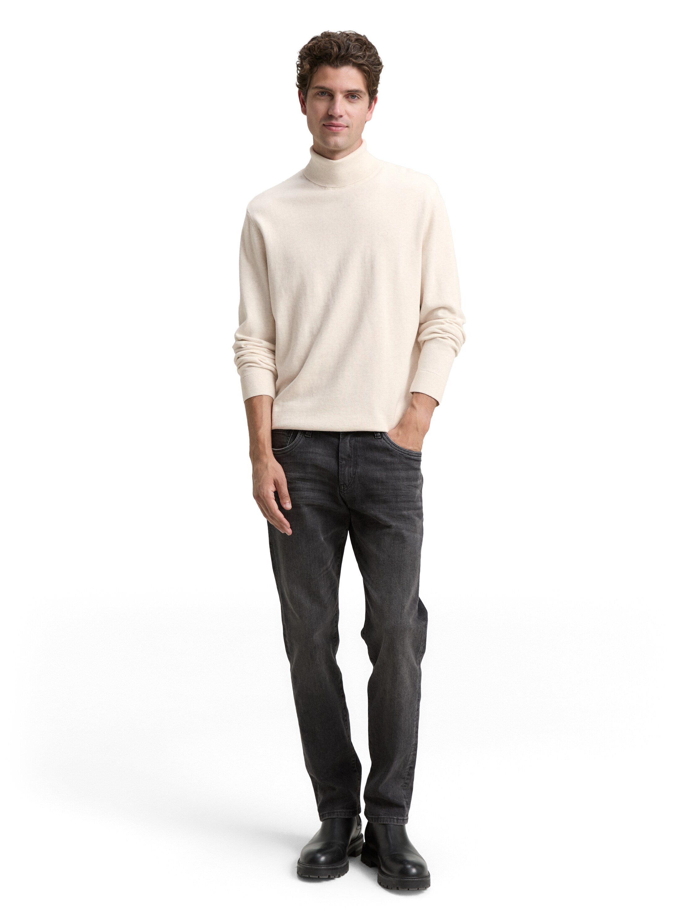 Tom Tailor Turtleneck Offwhite Cotton Pullover
