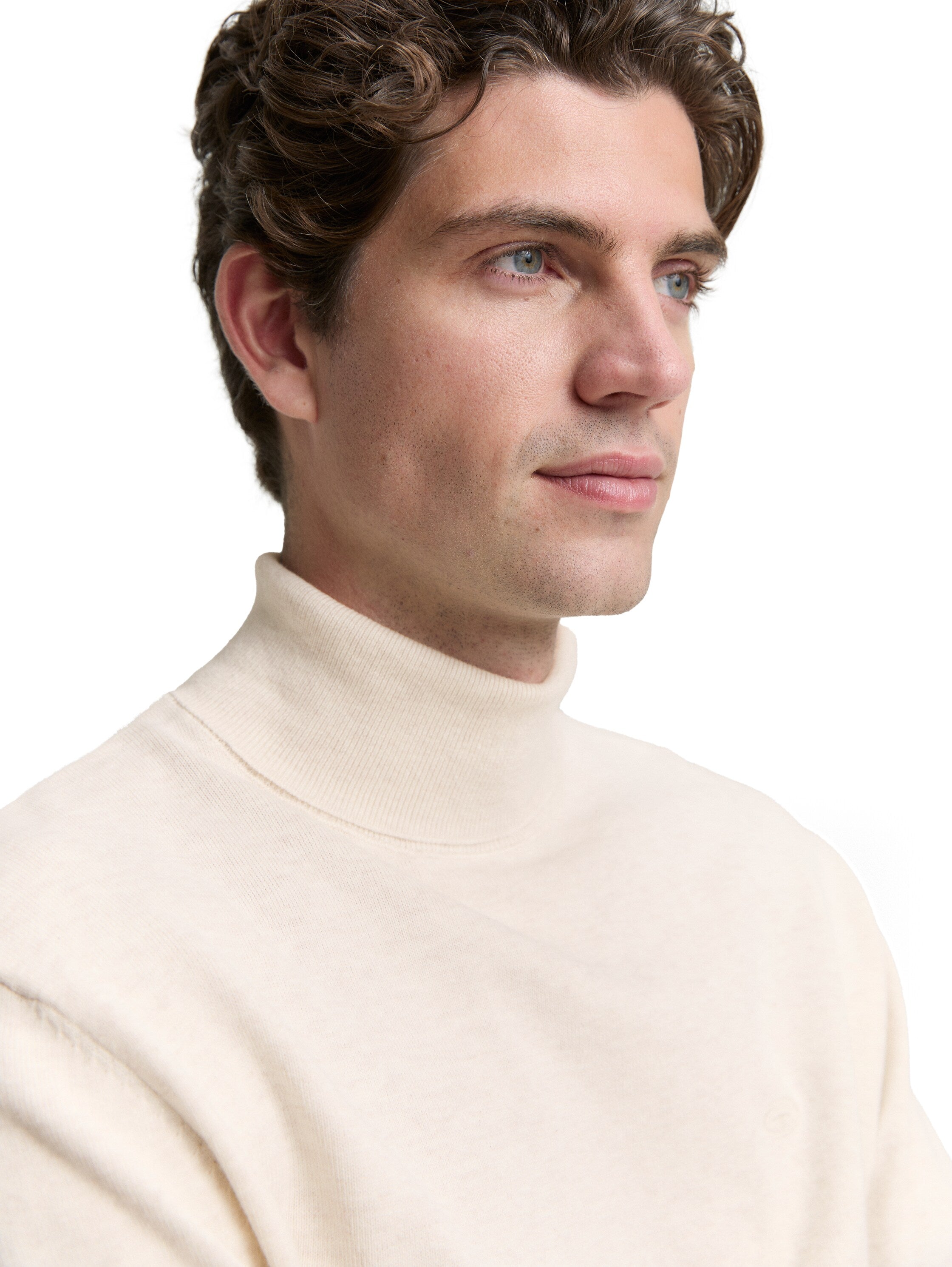 Tom Tailor Turtleneck Offwhite Cotton Pullover