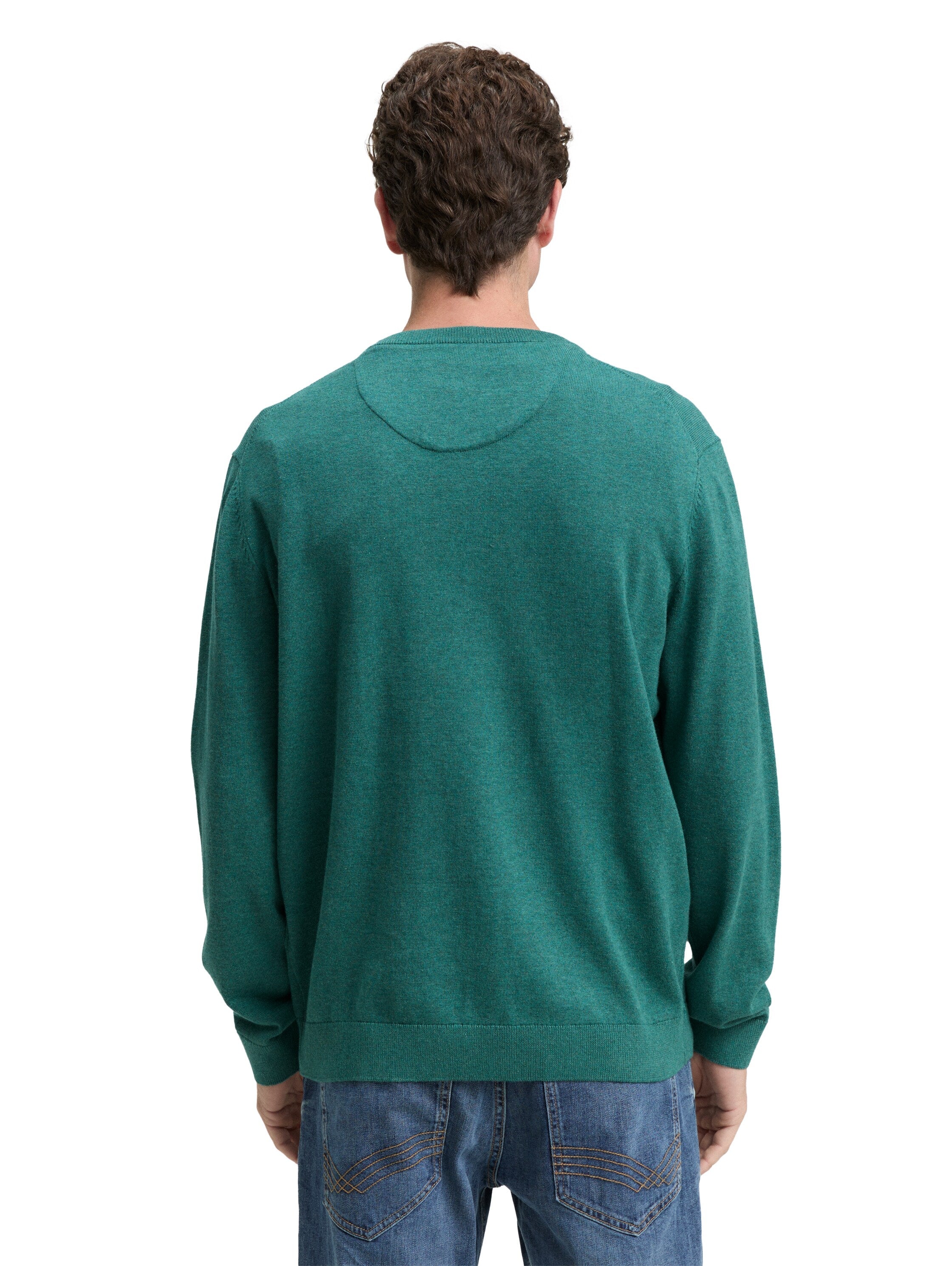 Tom Tailor Basic Knitted Green Pullover Made of Cotton