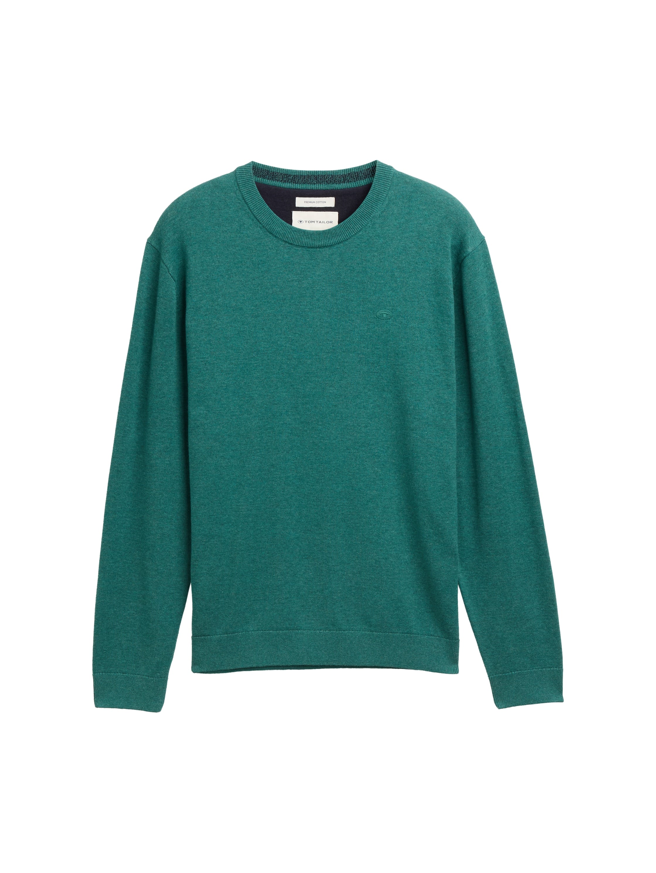 Tom Tailor Basic Knitted Green Pullover Made of Cotton