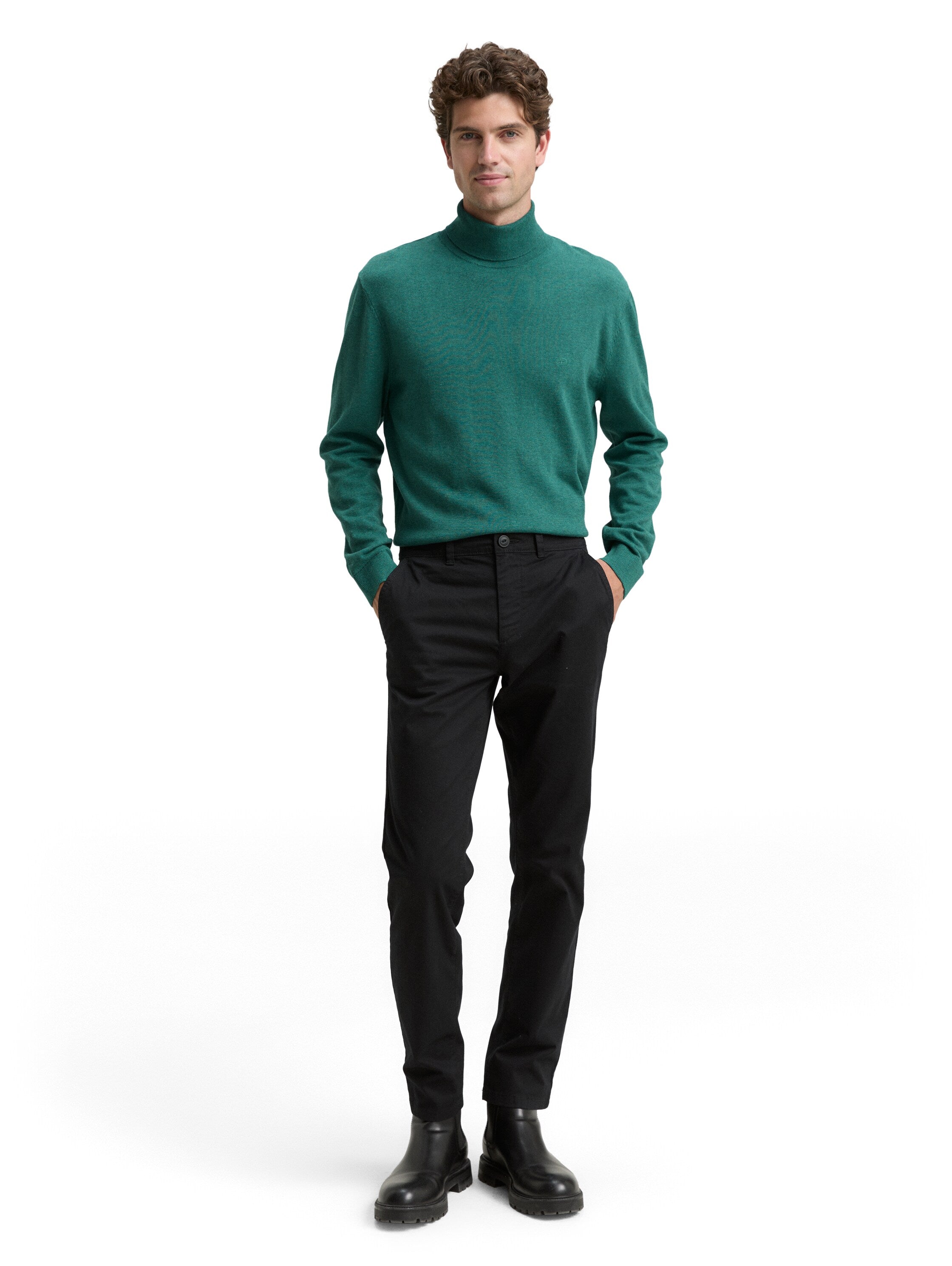 Tom Tailor Turtleneck Green Cotton Pullover