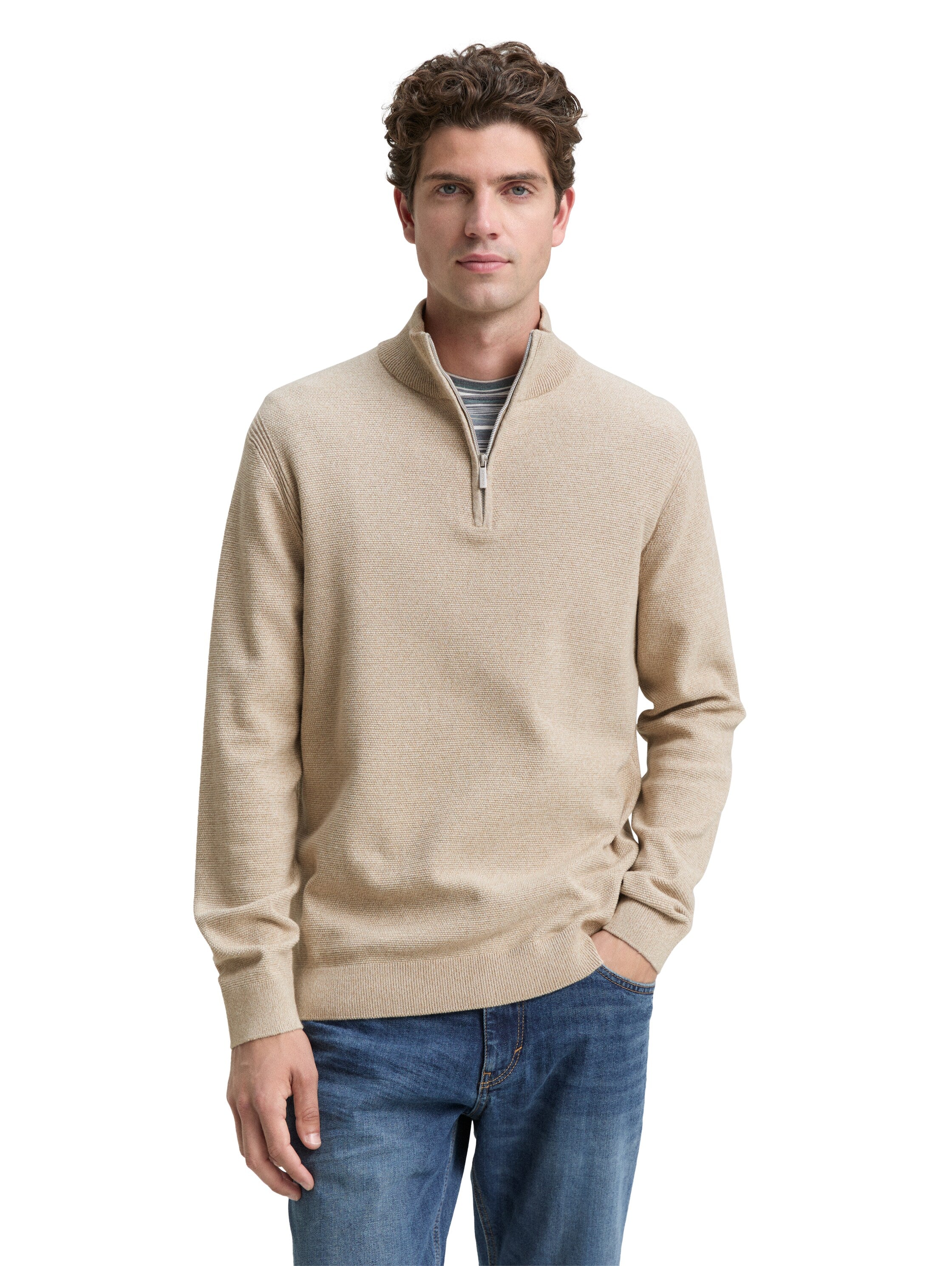 Tom Tailor Long Sleeve Knitwear With Half Zipper To Close