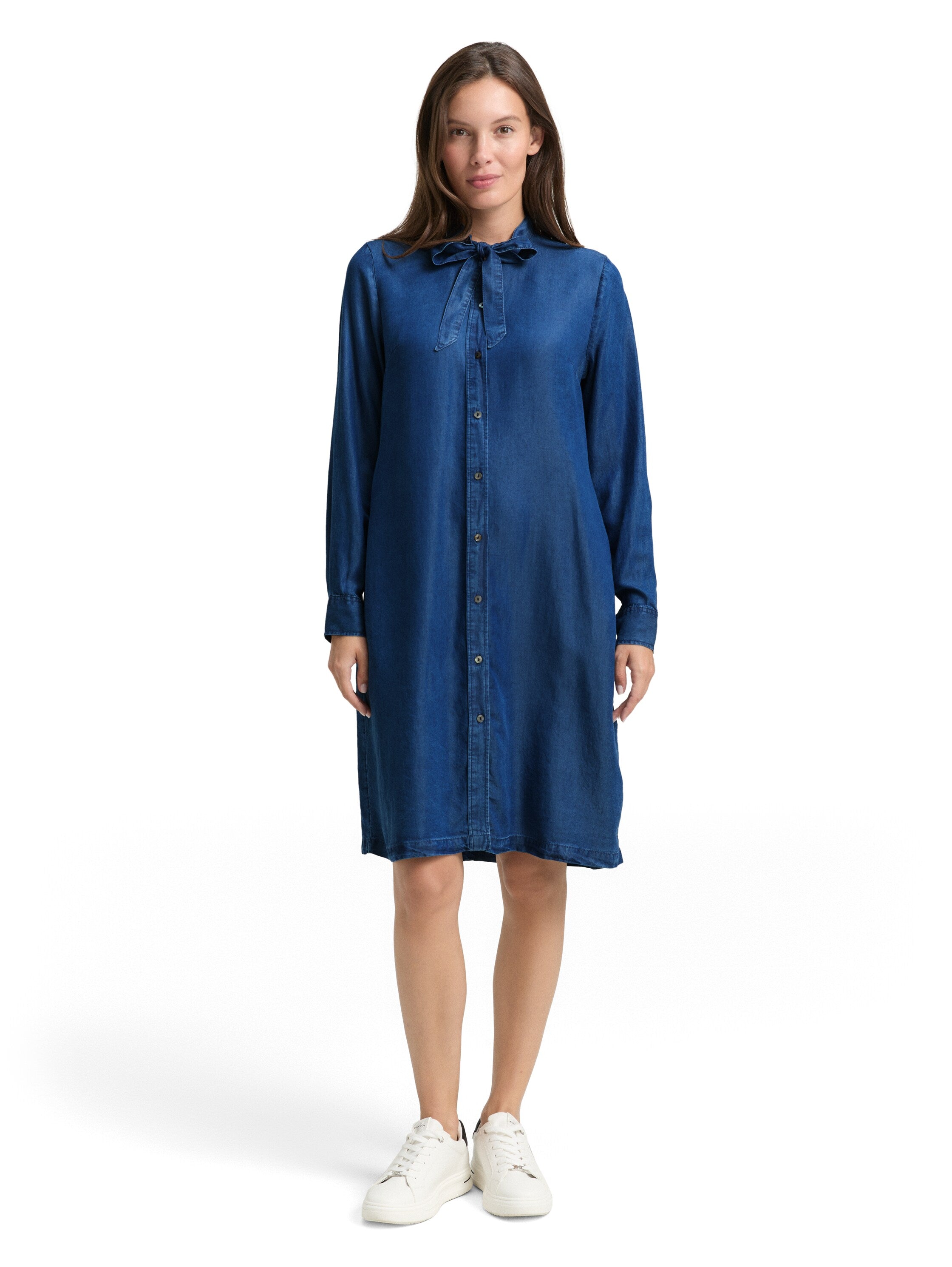 Tom Tailor Dark Blue Denim Dress With Bow Detail
