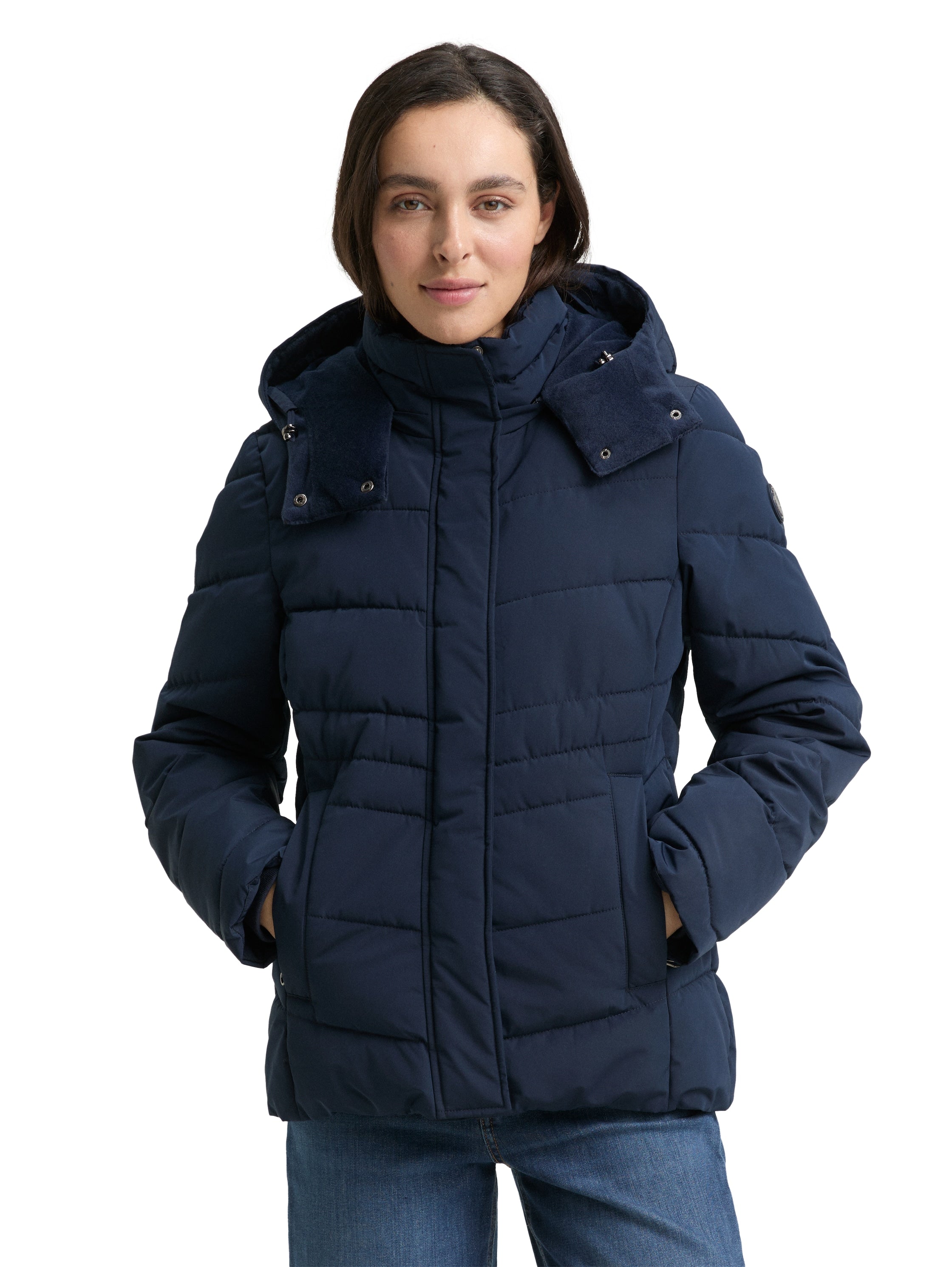 Tom Tailor Puffer Navy Jacket With Detachable Hood