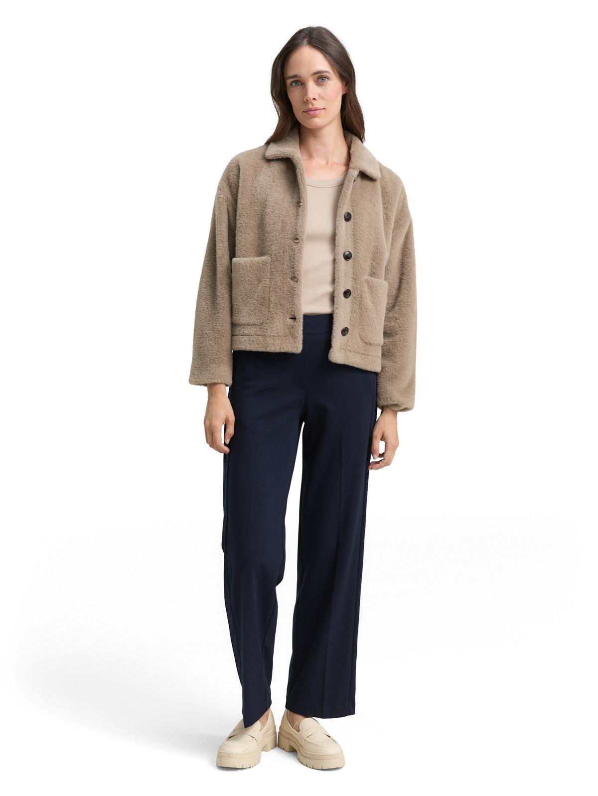 Tom Tailor Sky Captain Blue Straight Fit Pant with Elasticated Waistband