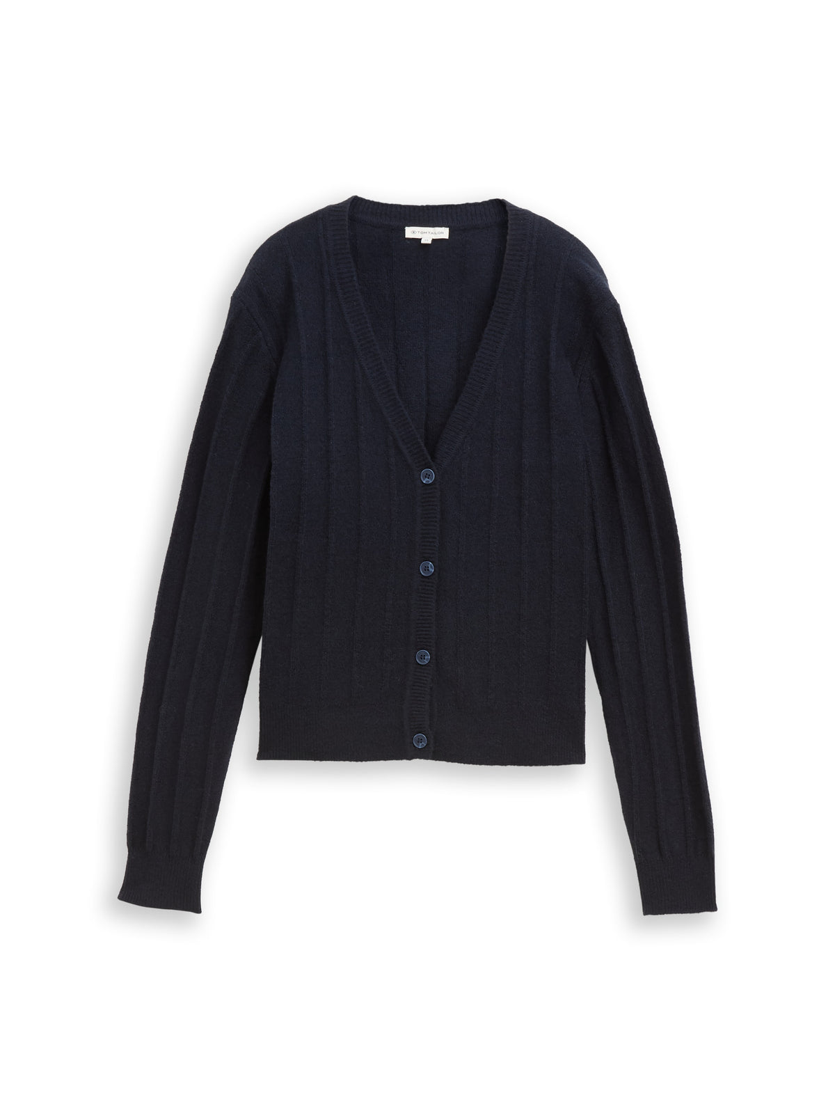 Tom Tailor Navy Ribbed Cardigan with Wool Content
