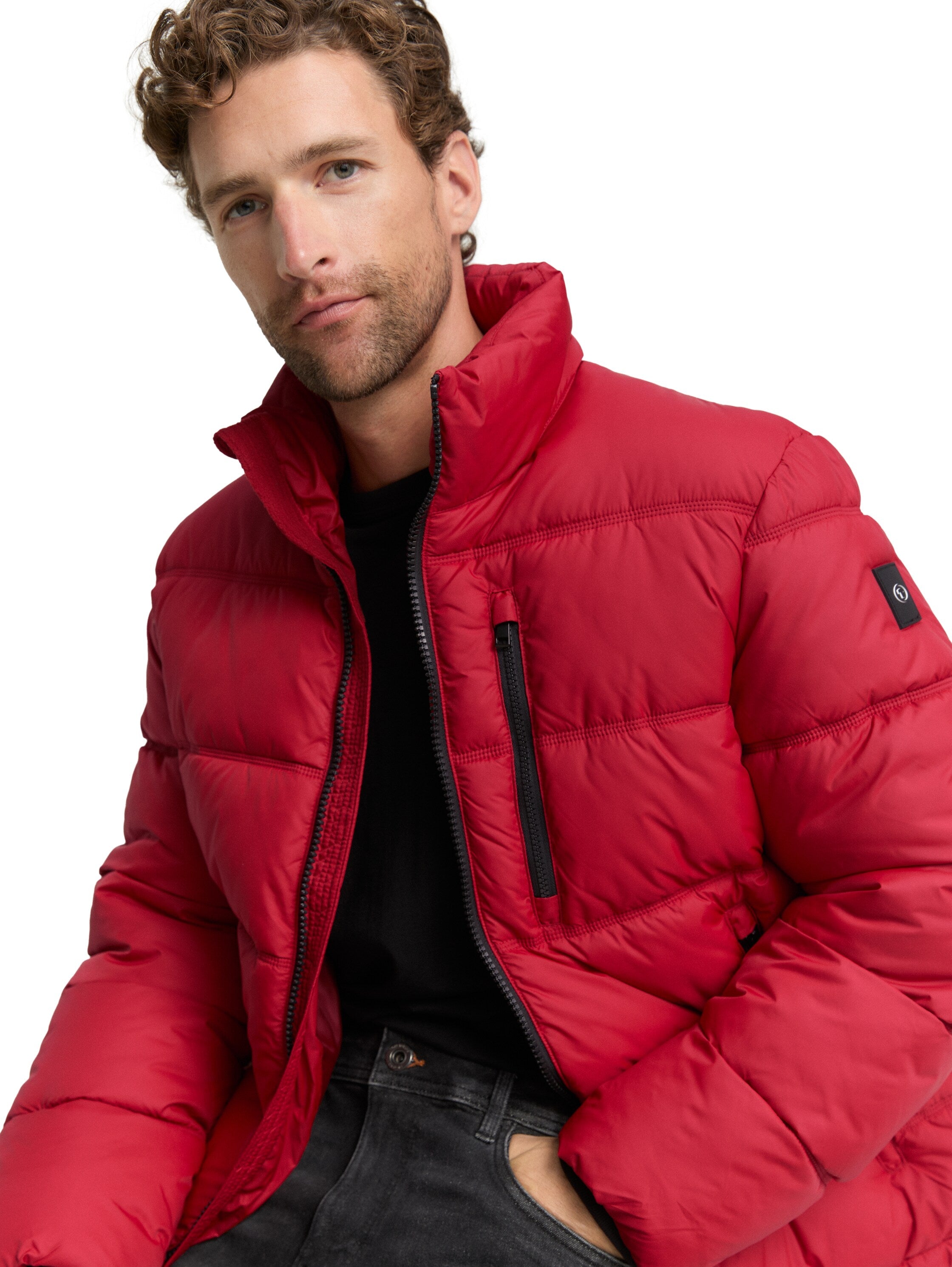 Tom Tailor Puffer Red Jacket Made From Water-Repellent Material