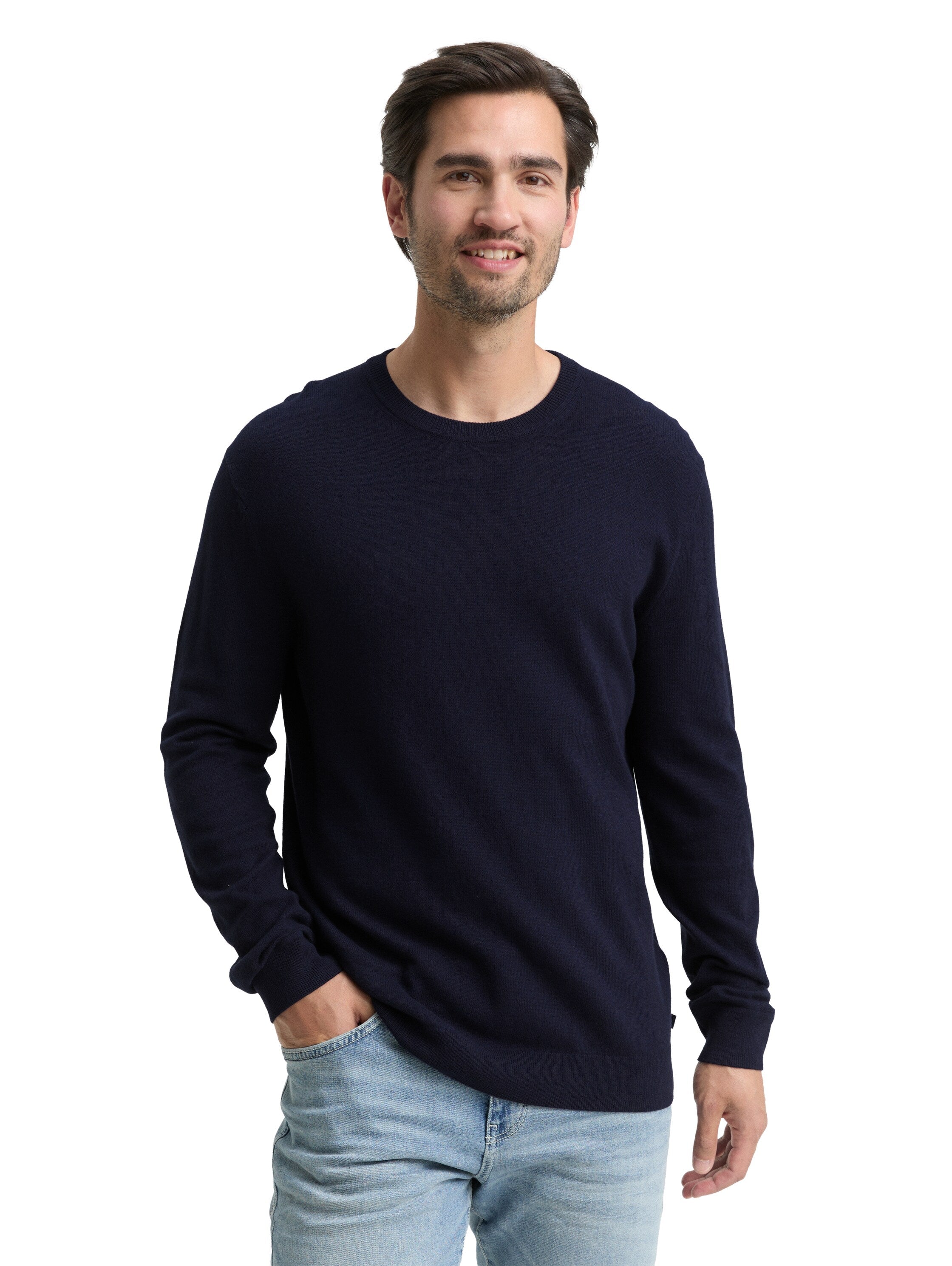 Tom Tailor Knitted with Cashmere Blend Navy Pullover