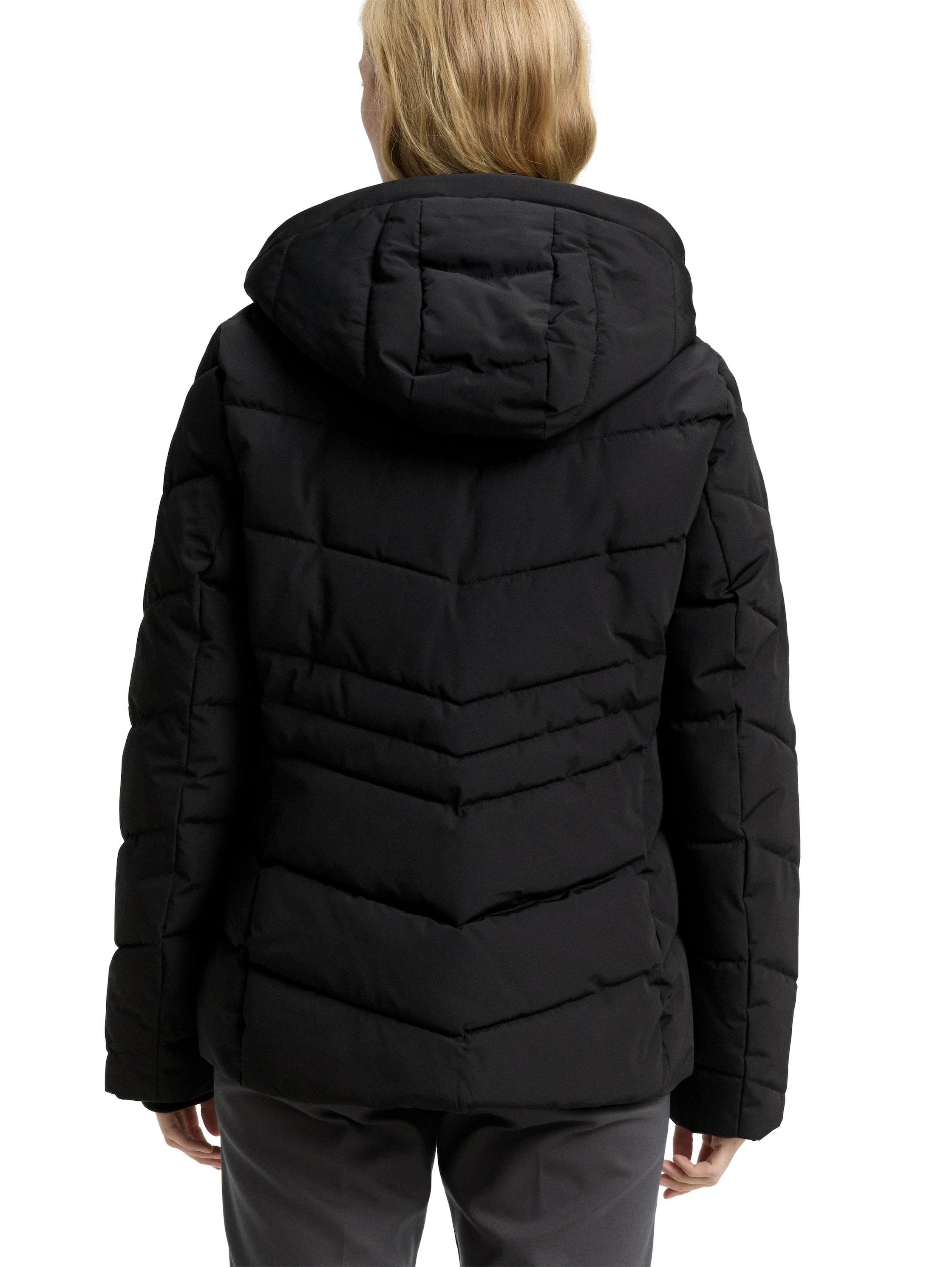 Tom Tailor Puffer Black Jacket With Detachable Hood