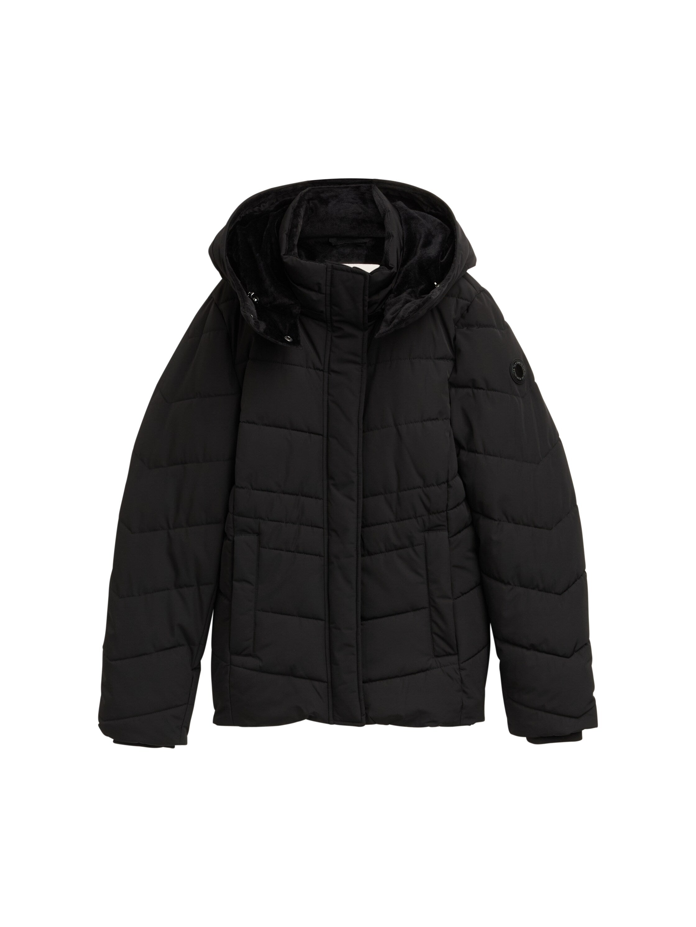 Tom Tailor Puffer Black Jacket With Detachable Hood