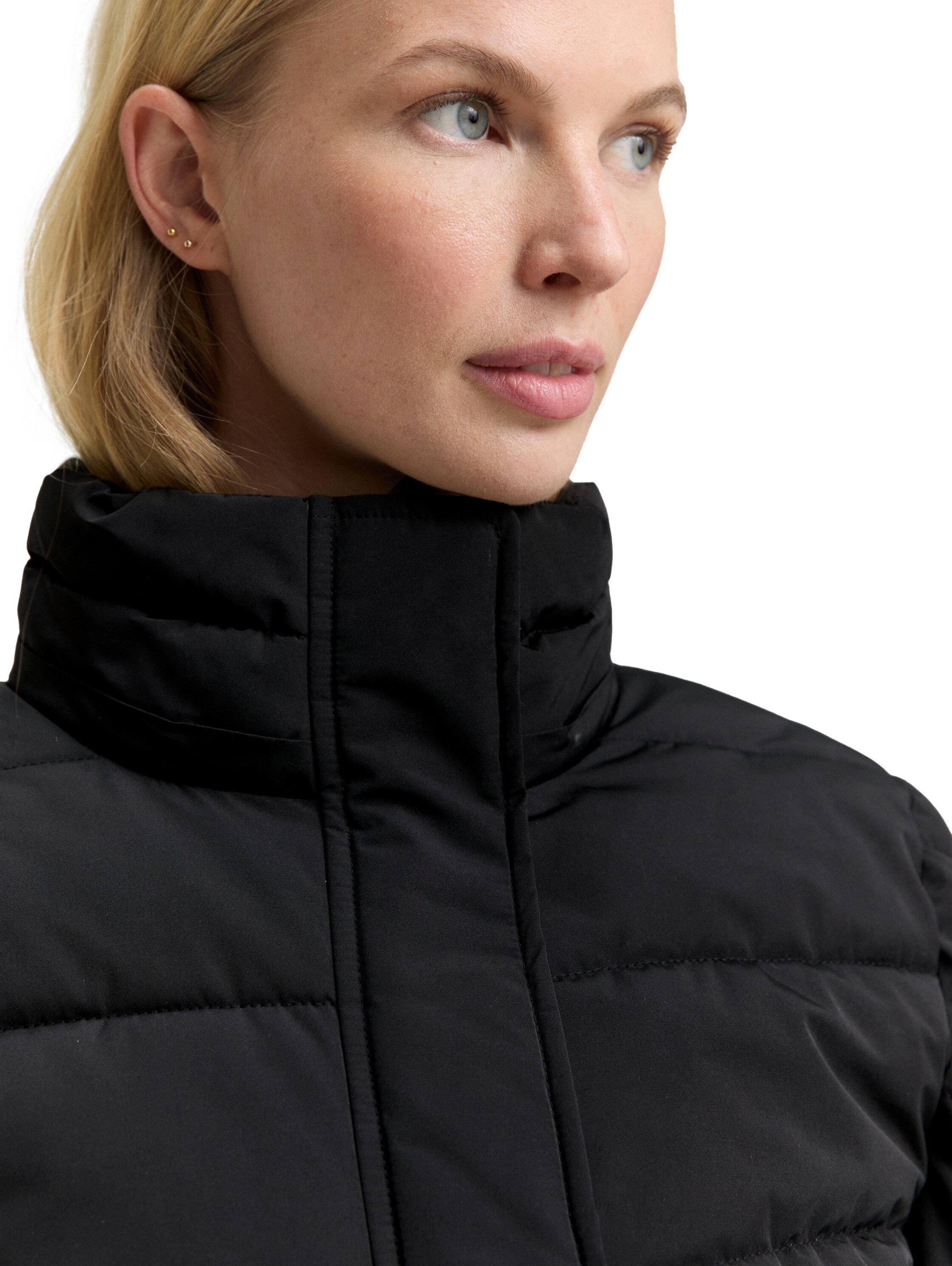 Tom Tailor Puffer Black Jacket With Detachable Hood