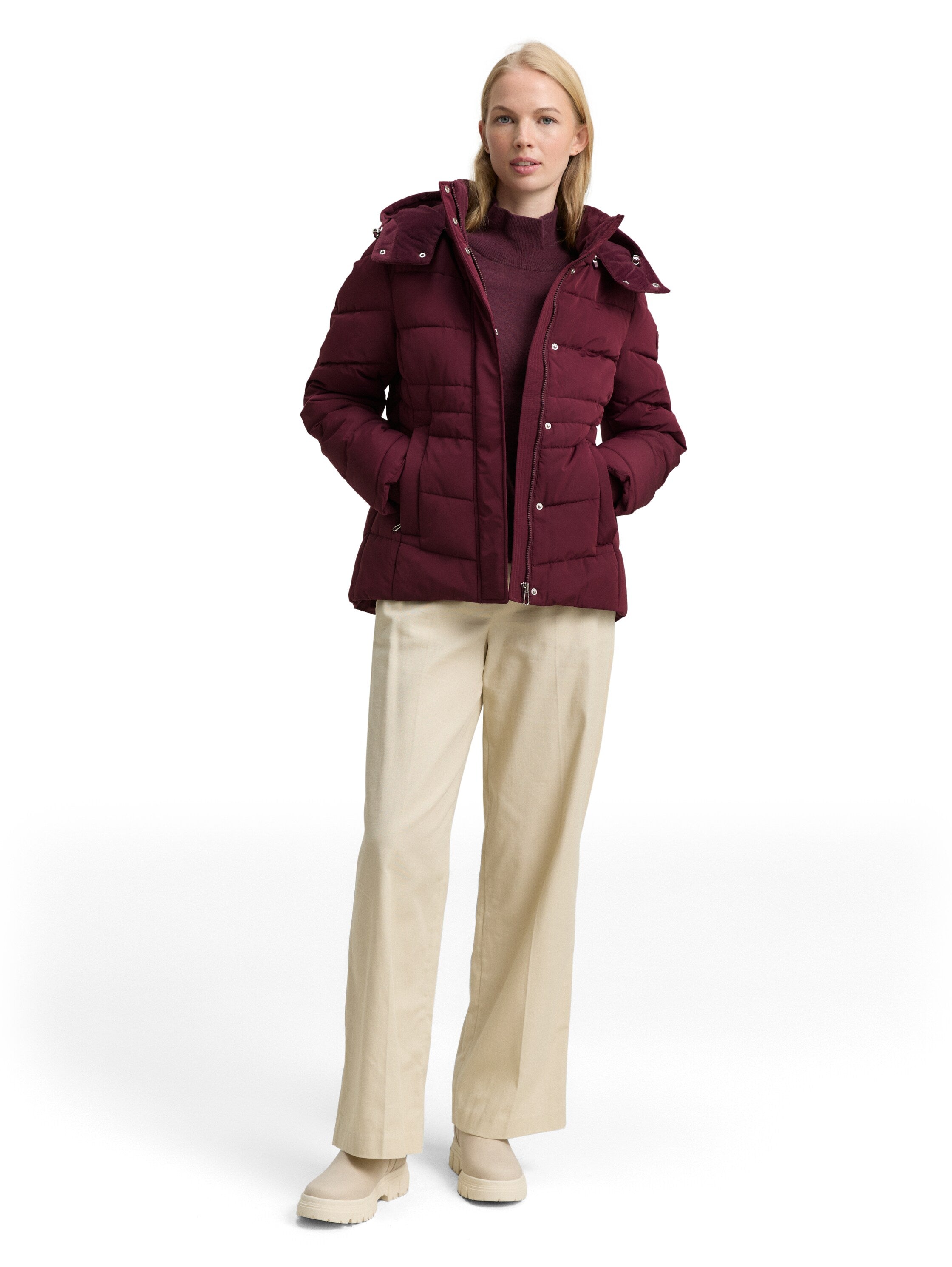 Tom Tailor Puffer Bordo Jacket With Detachable Hood