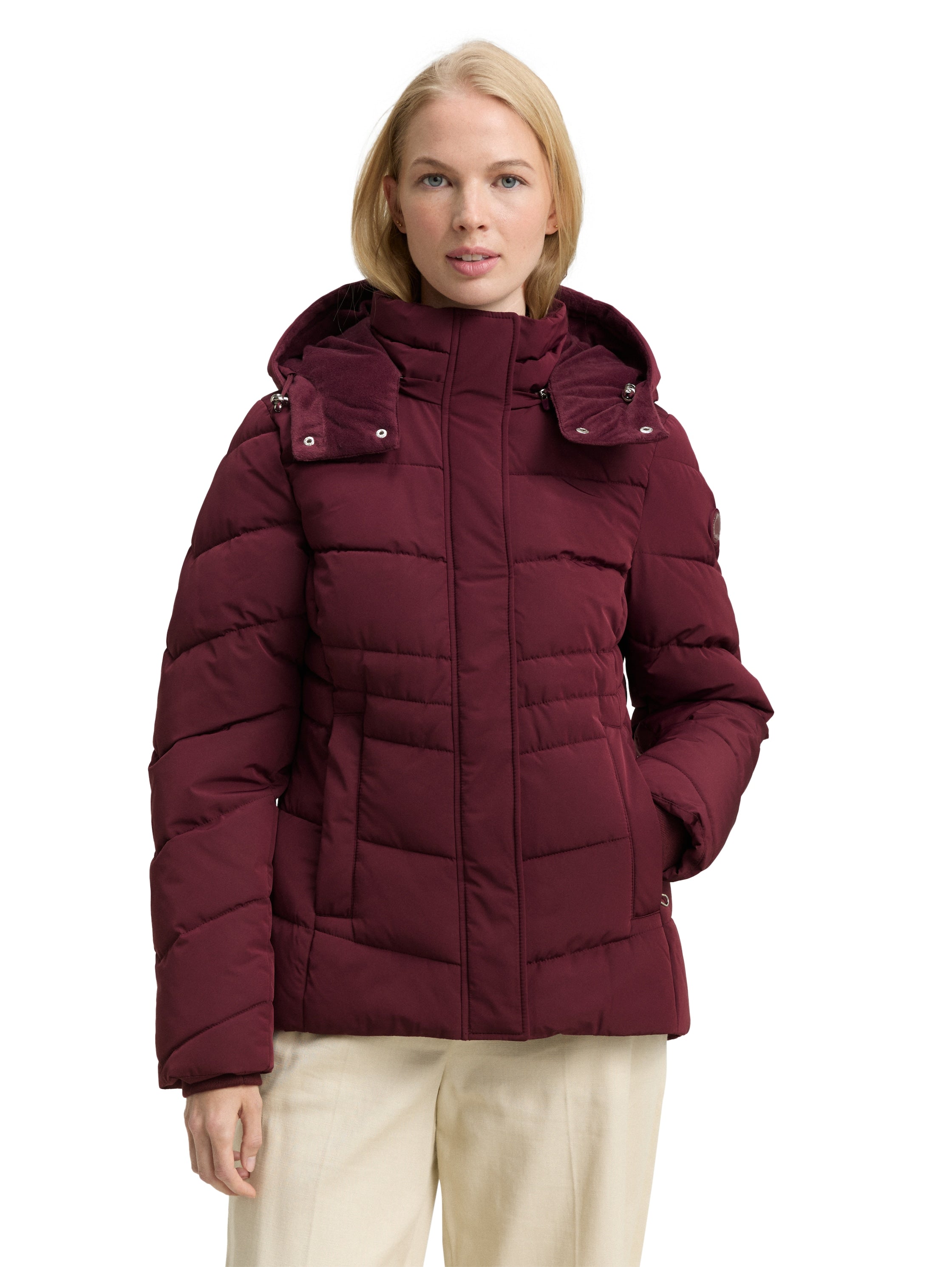 Tom Tailor Puffer Bordo Jacket With Detachable Hood