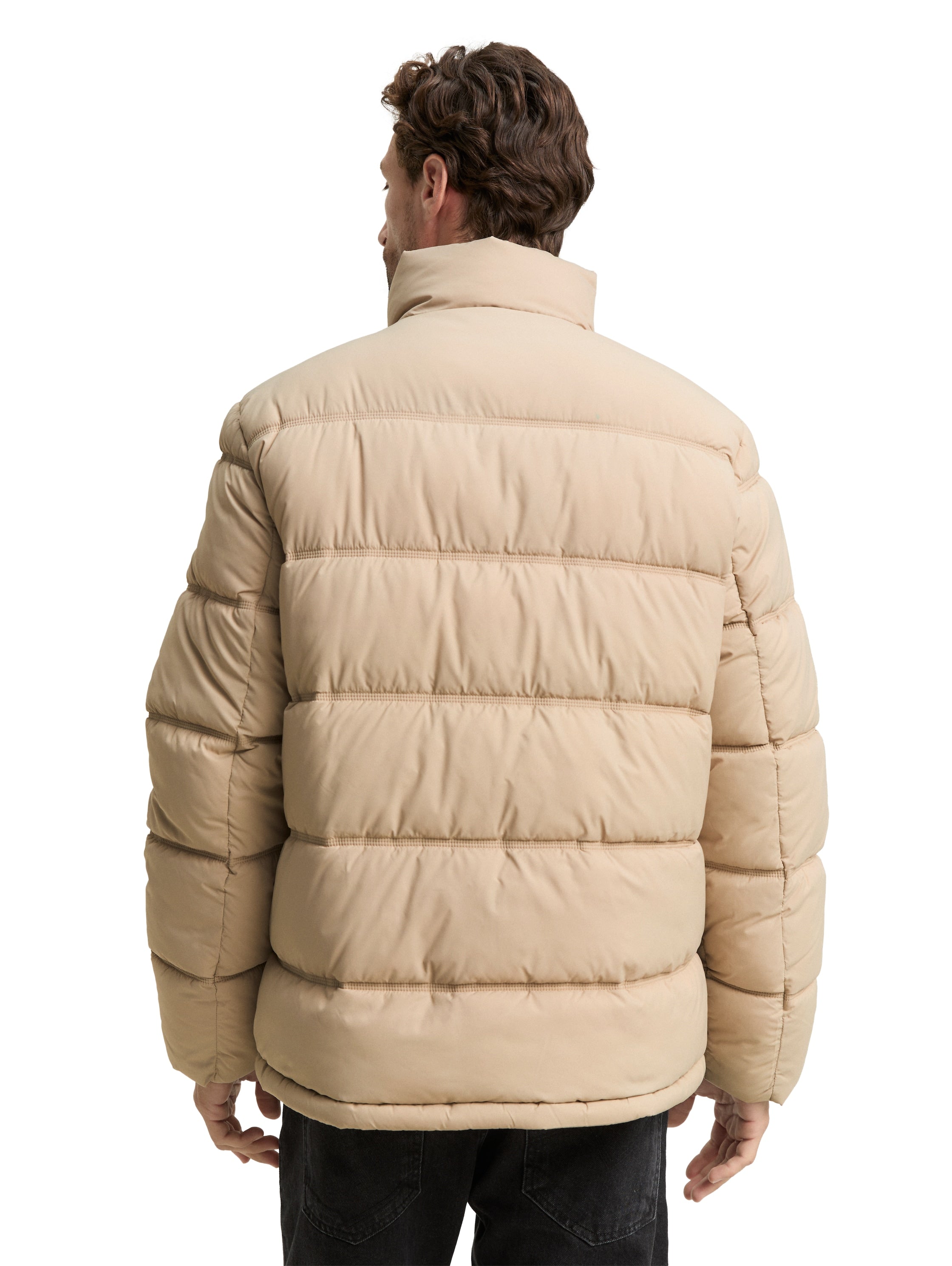 Tom Tailor Puffer Beige Jacket Made From Water-Repellent Material