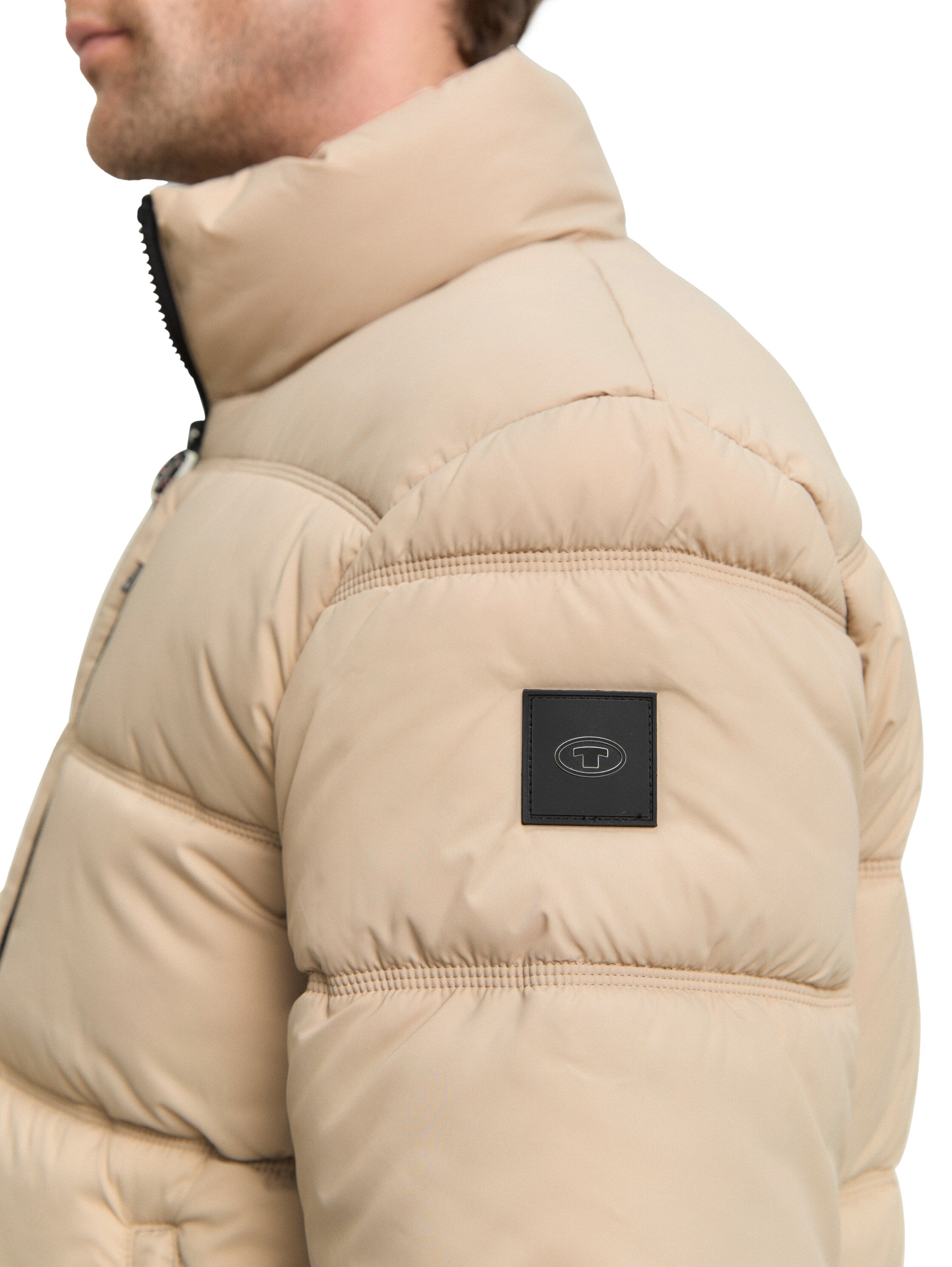 Tom Tailor Puffer Beige Jacket Made From Water-Repellent Material