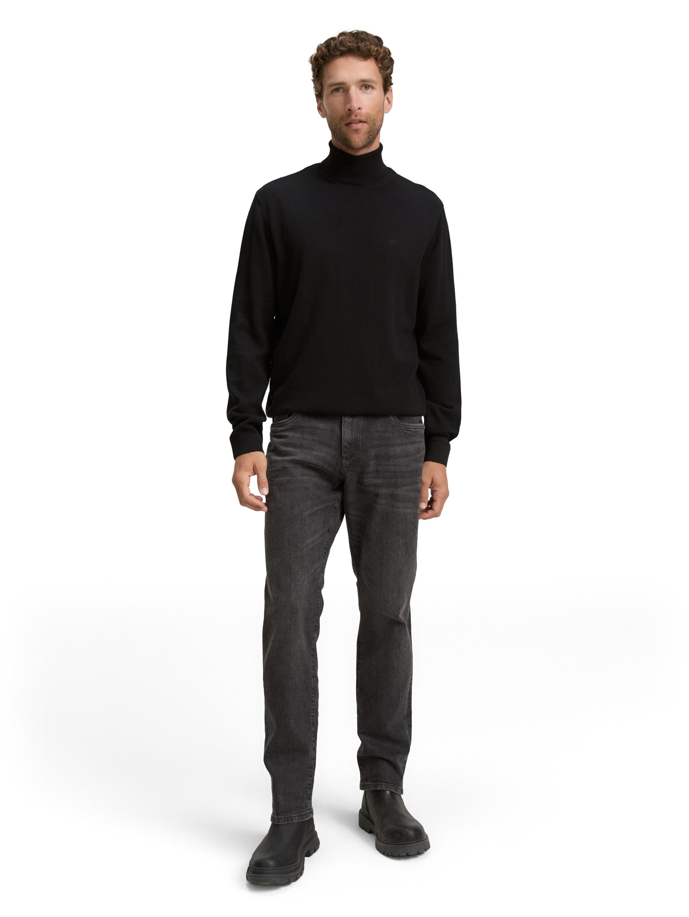 Tom Tailor Turtleneck Black Cotton Pullover