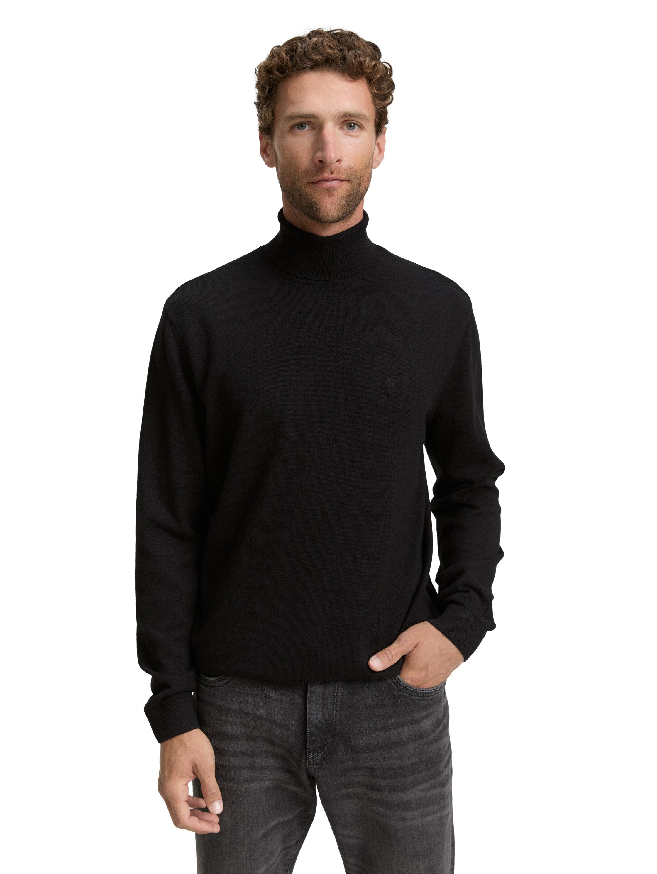 Tom Tailor Turtleneck Black Cotton Pullover
