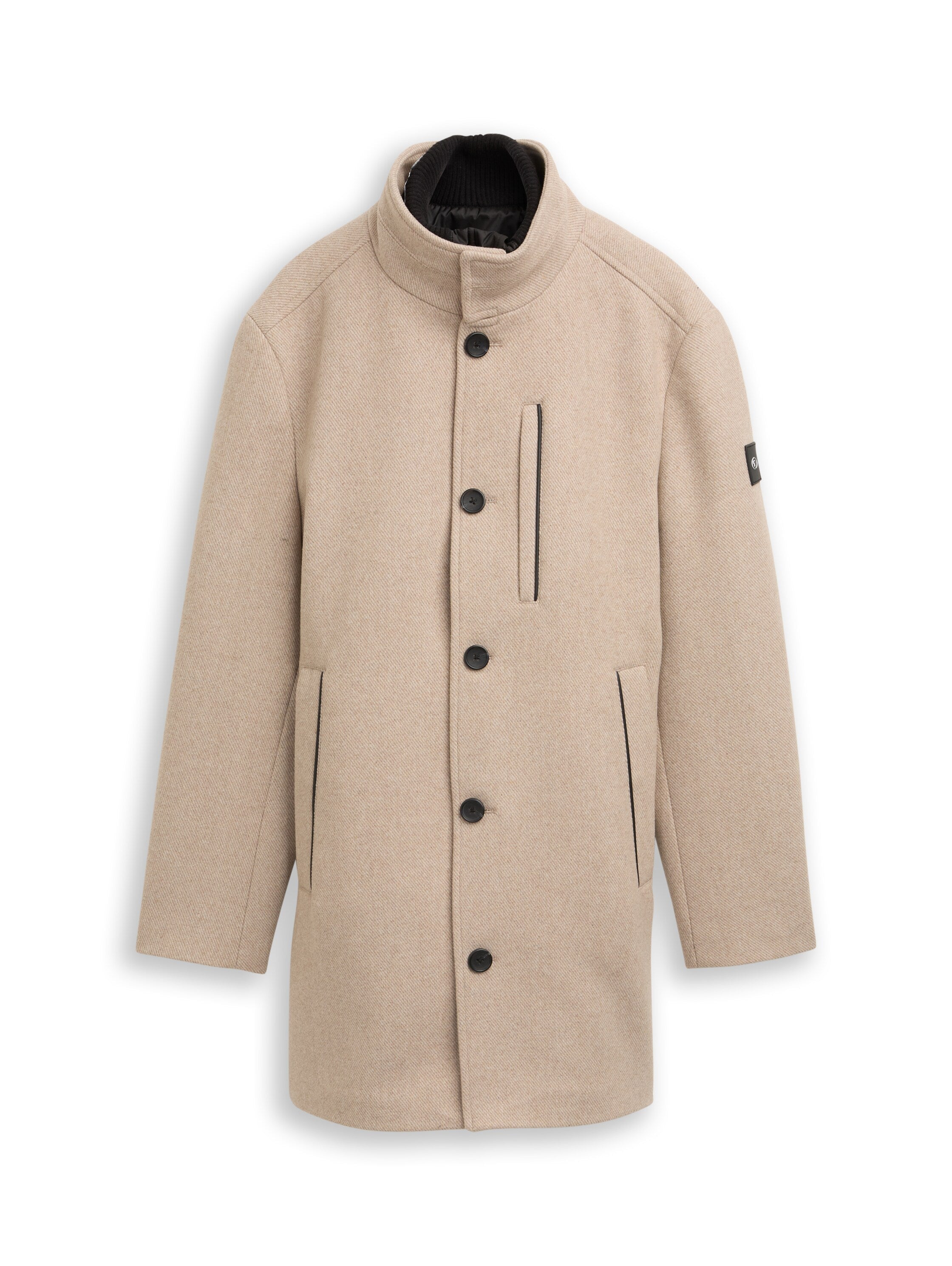 Tom Tailor 2-in-1 Woollen Beige Coat with Detachable Inner Jacket