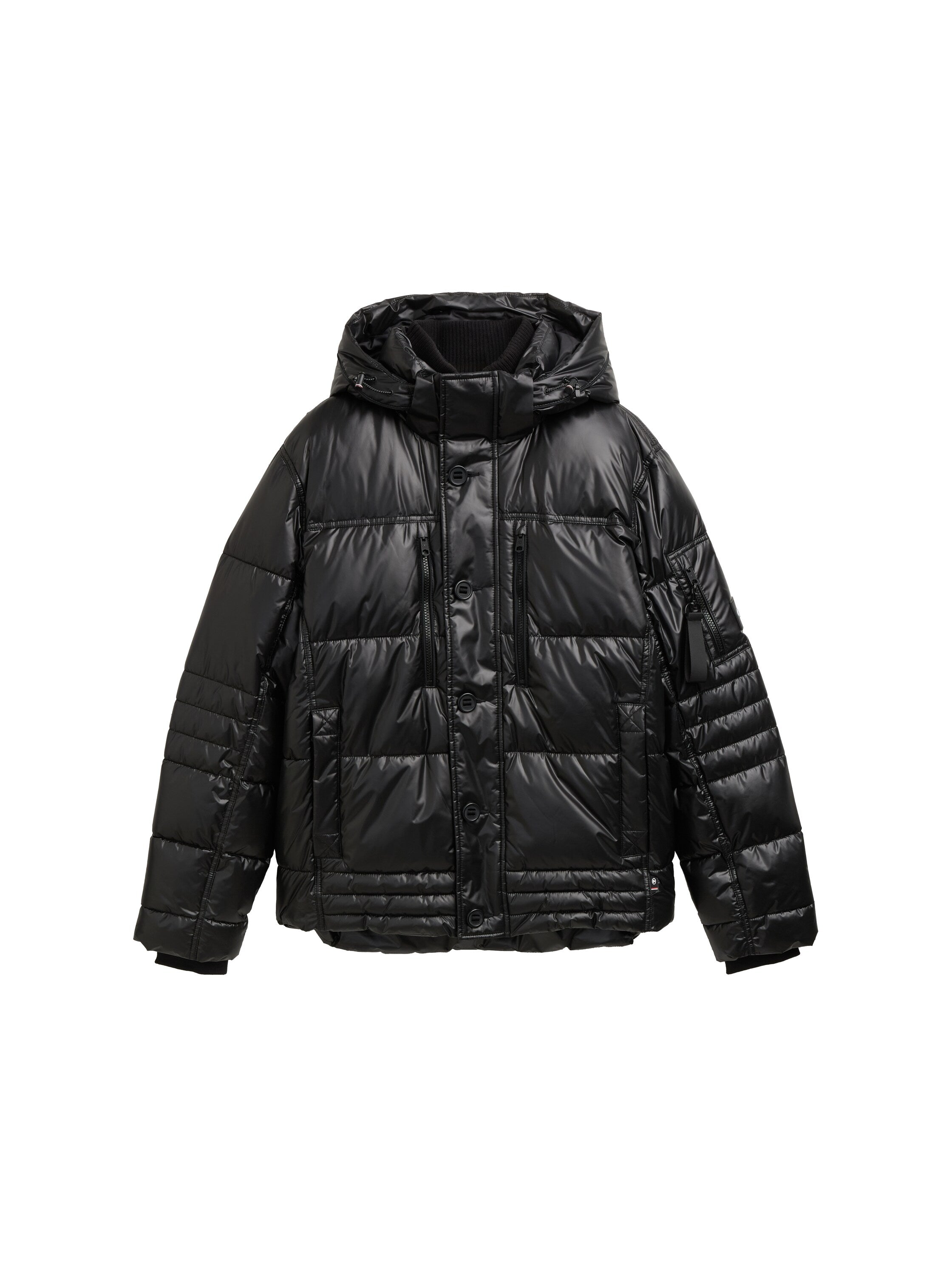 Tom Tailor Puffer Black Jacket with Detachable Hood