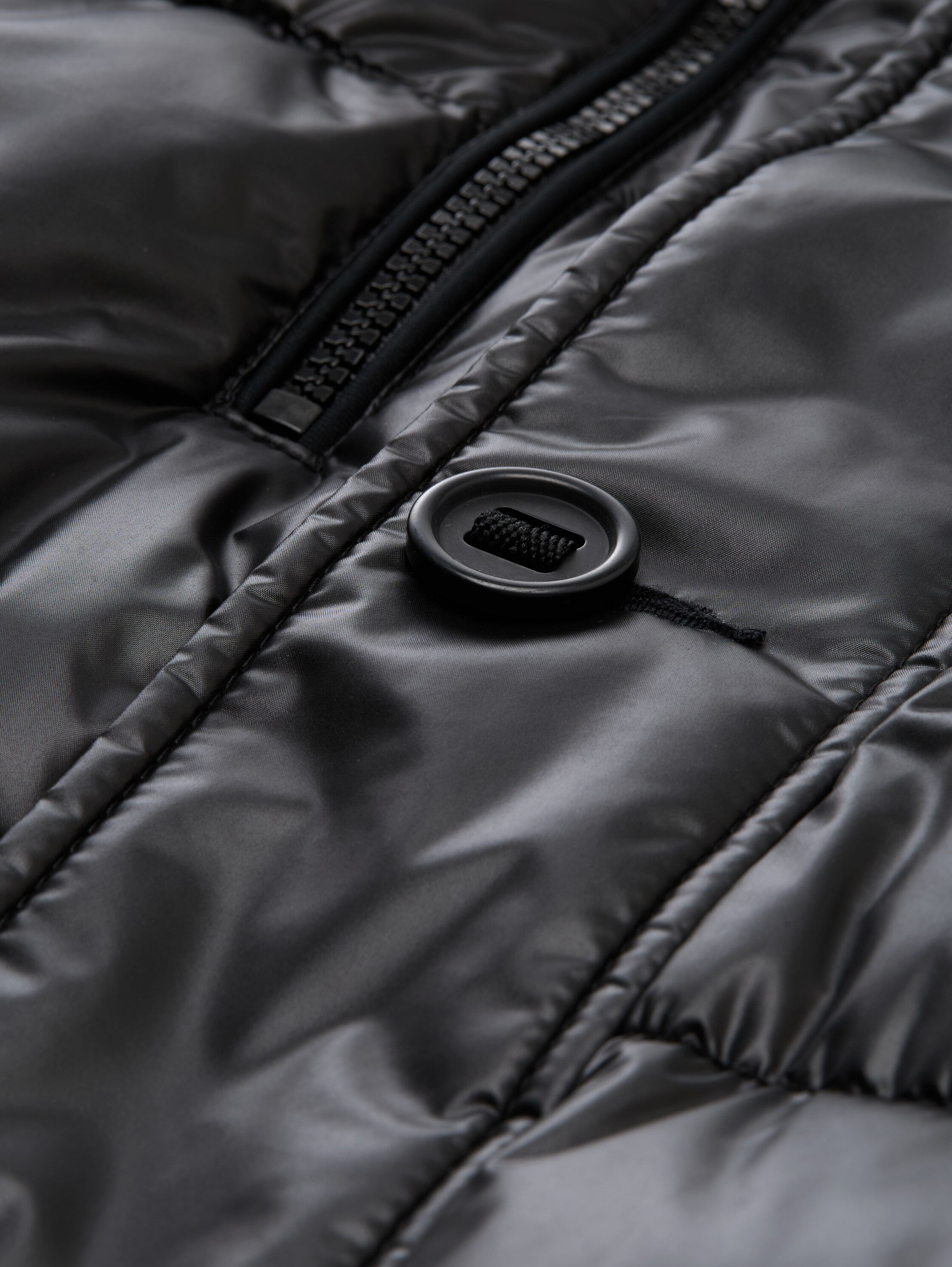 Tom Tailor Puffer Black Jacket with Detachable Hood