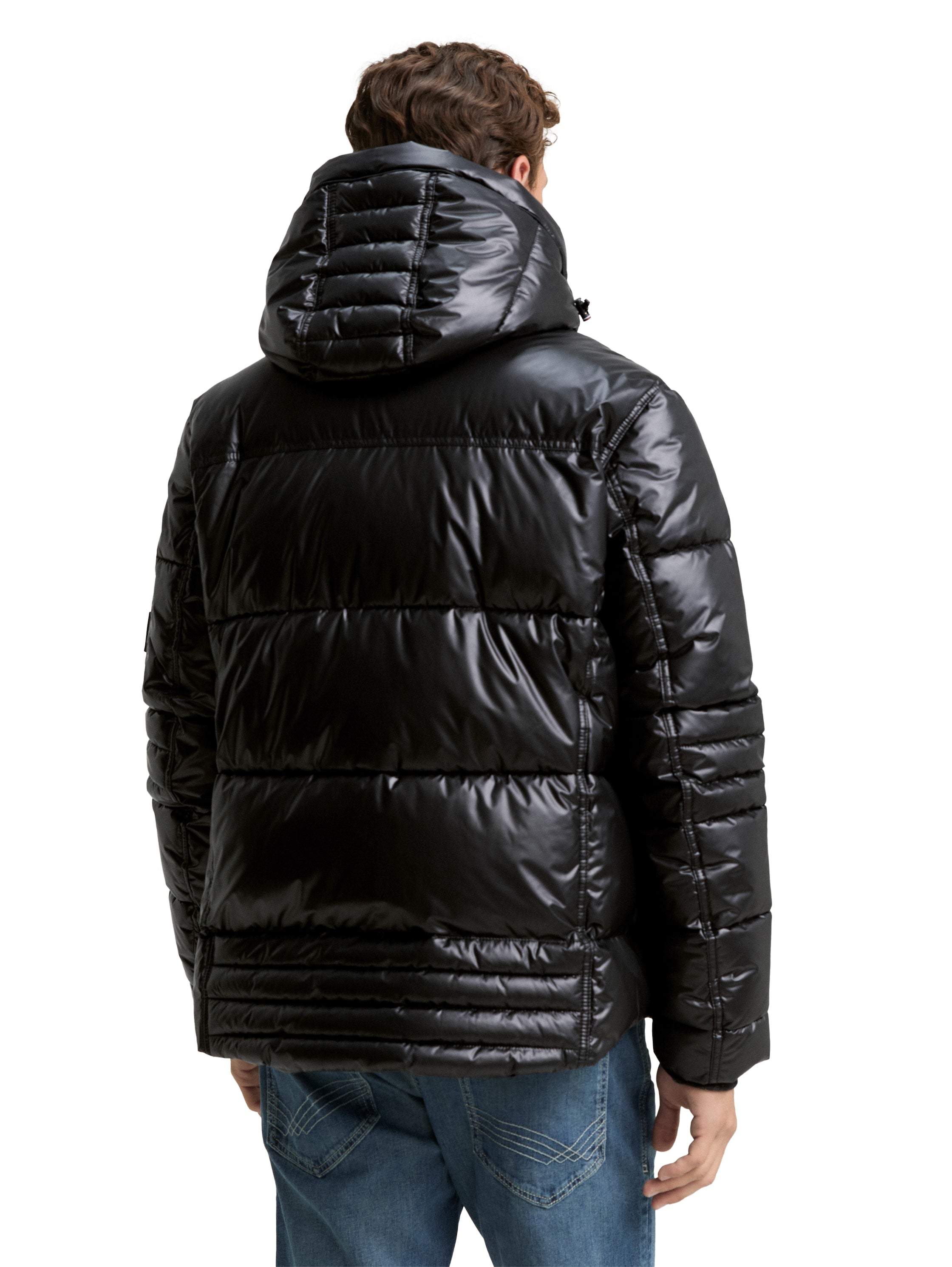 Tom Tailor Puffer Black Jacket with Detachable Hood