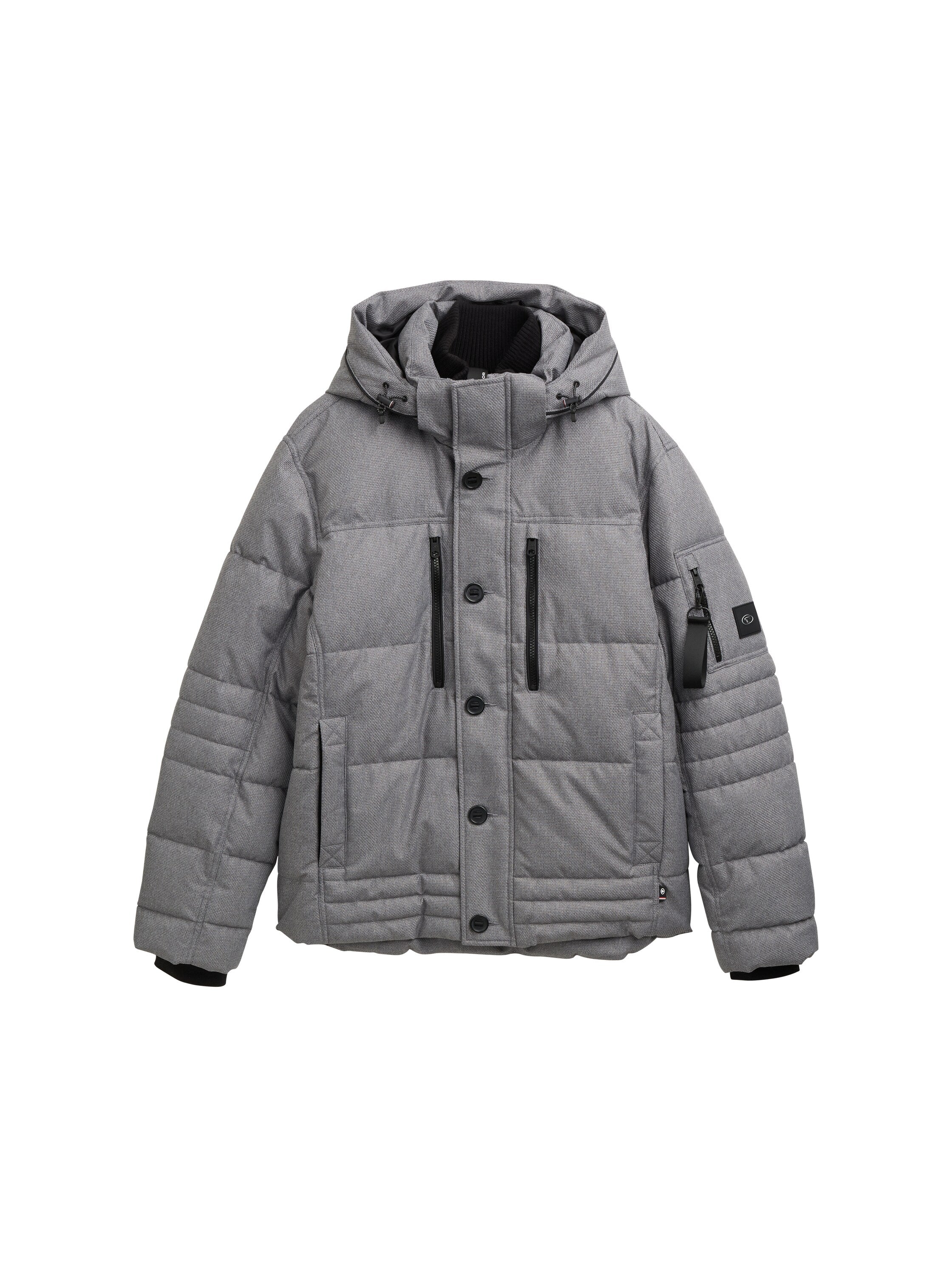 Tom Tailor Puffer Anthracite Jacket with Detachable Hood