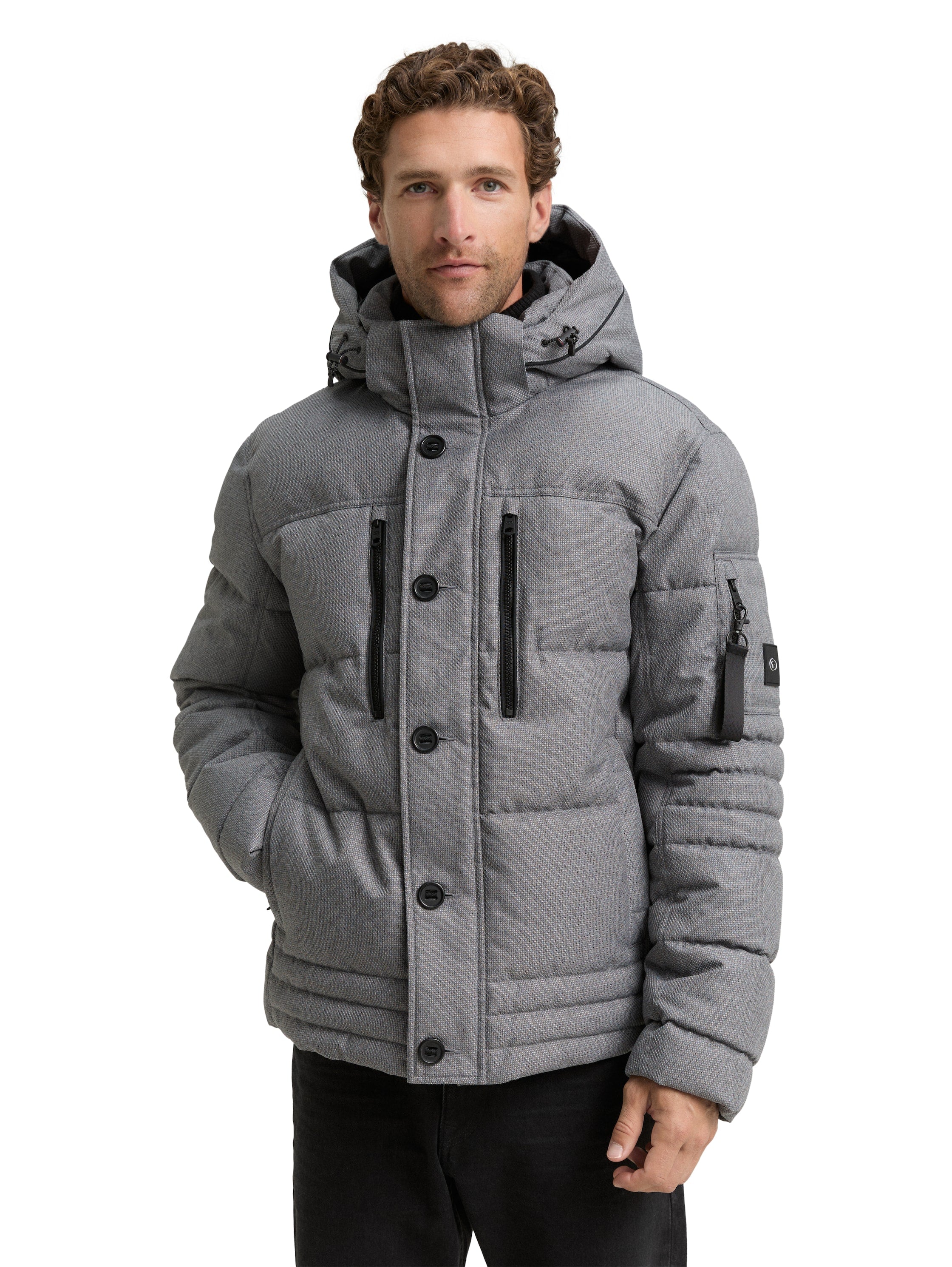 Tom Tailor Puffer Anthracite Jacket with Detachable Hood