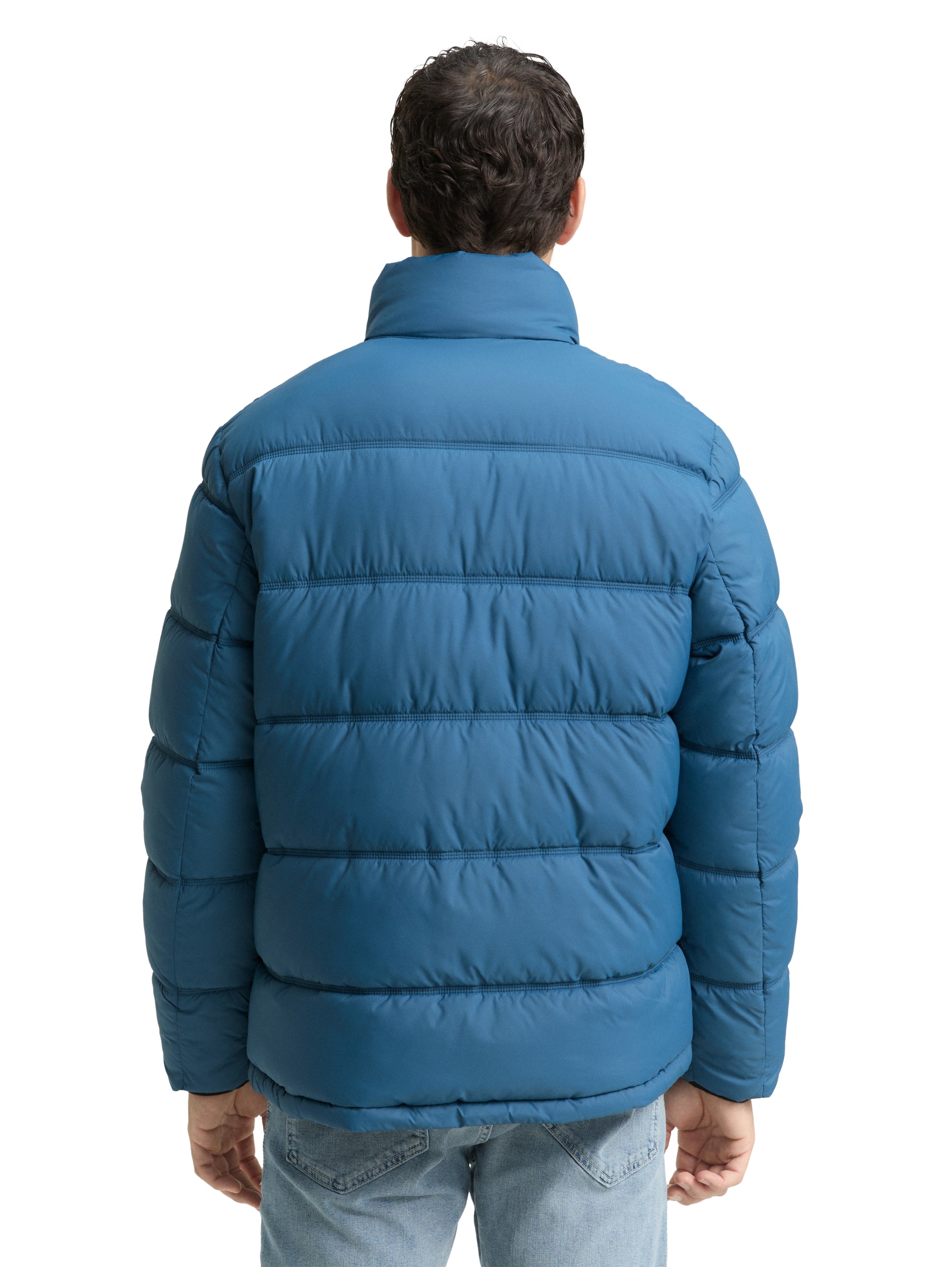 Tom Tailor Puffer Blue Jacket Made From Water-Repellent Material