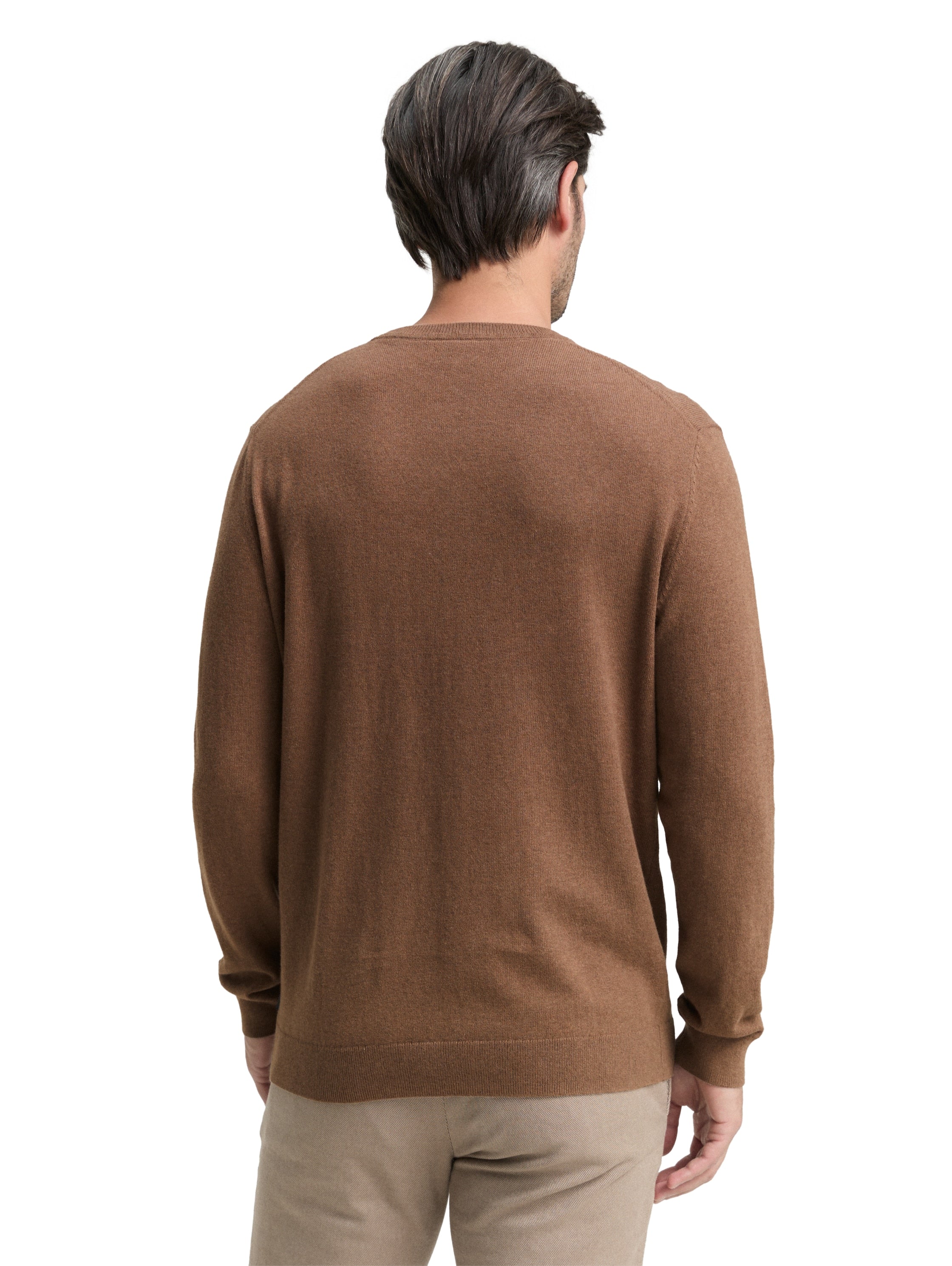 Tom Tailor Knitted with Cashmere Blend Dark Taupe Pullover