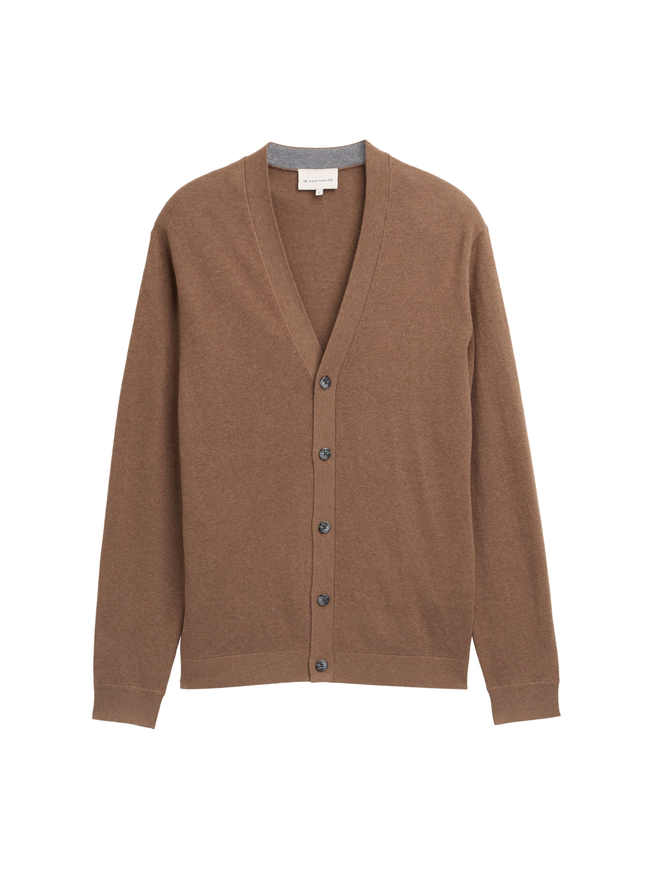 Tom Tailor Knitted Taupe Cardigan With Cashmer Blend