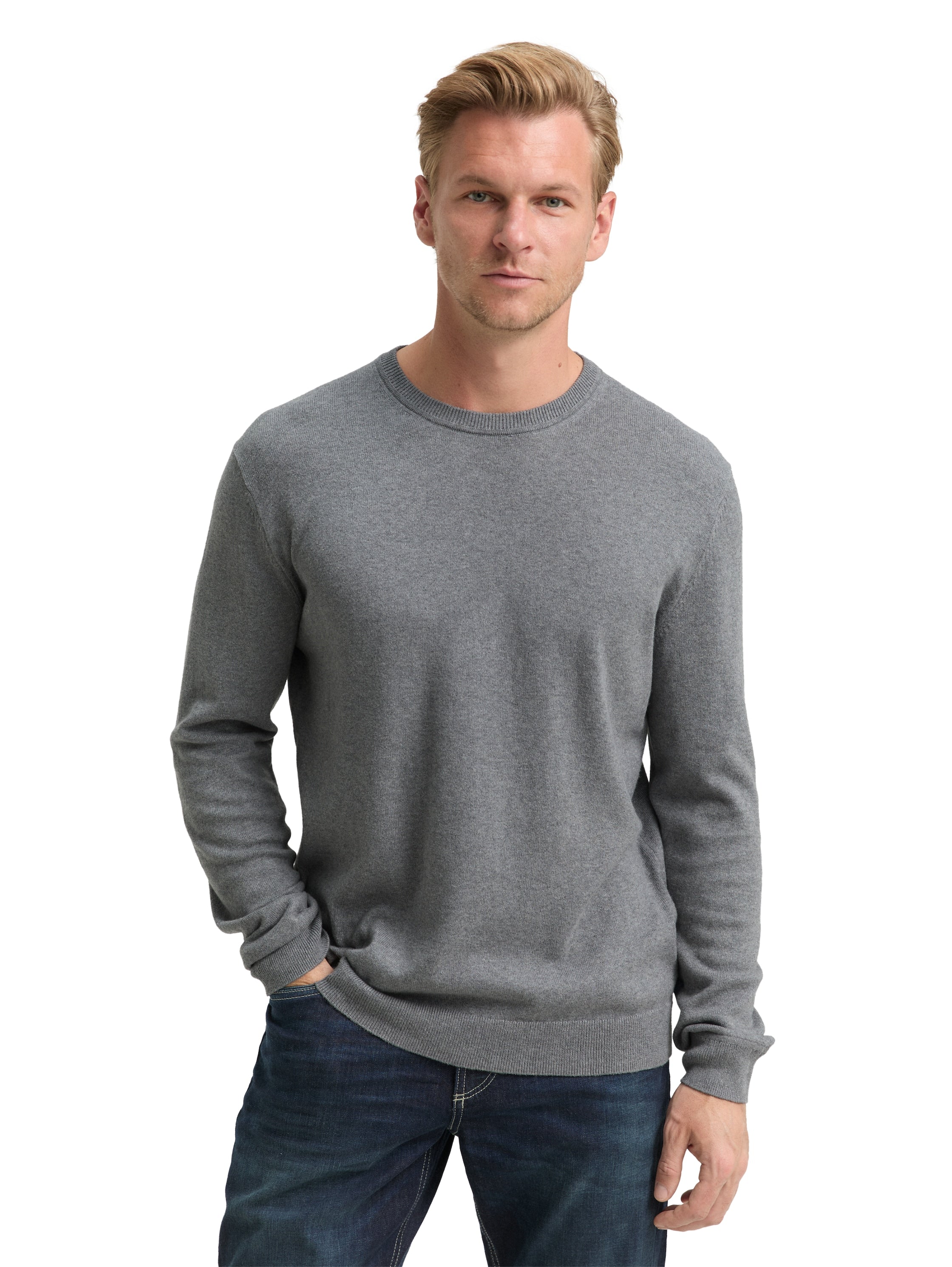 Tom Tailor Knitted with Cashmere Blend Dark Grey Pullover