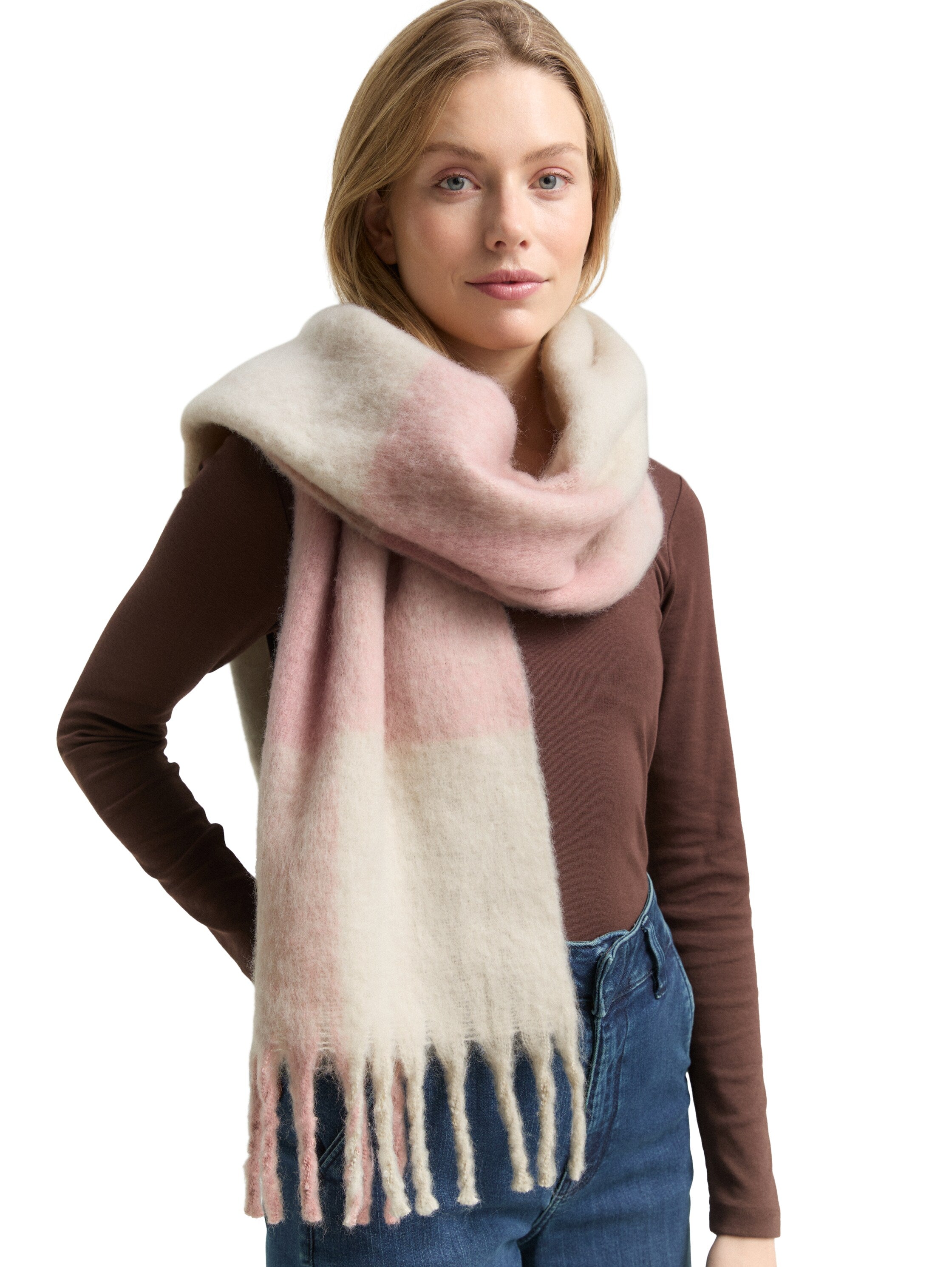 Tom Tailor Light Pink Warm Scarf With Logo