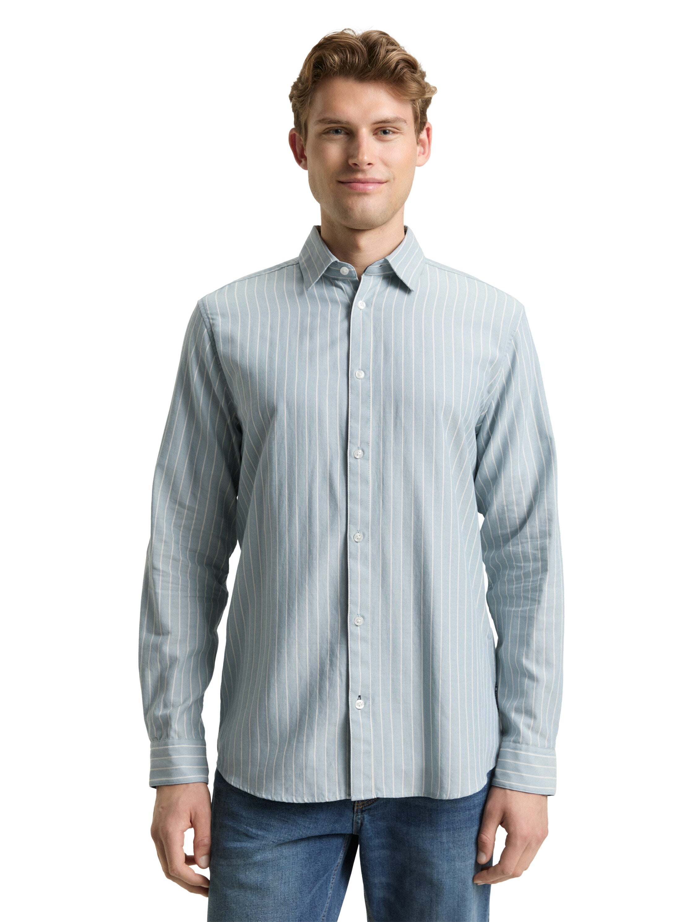 Tom Tailor Long-Sleeved Blue Shirt With Striped Design