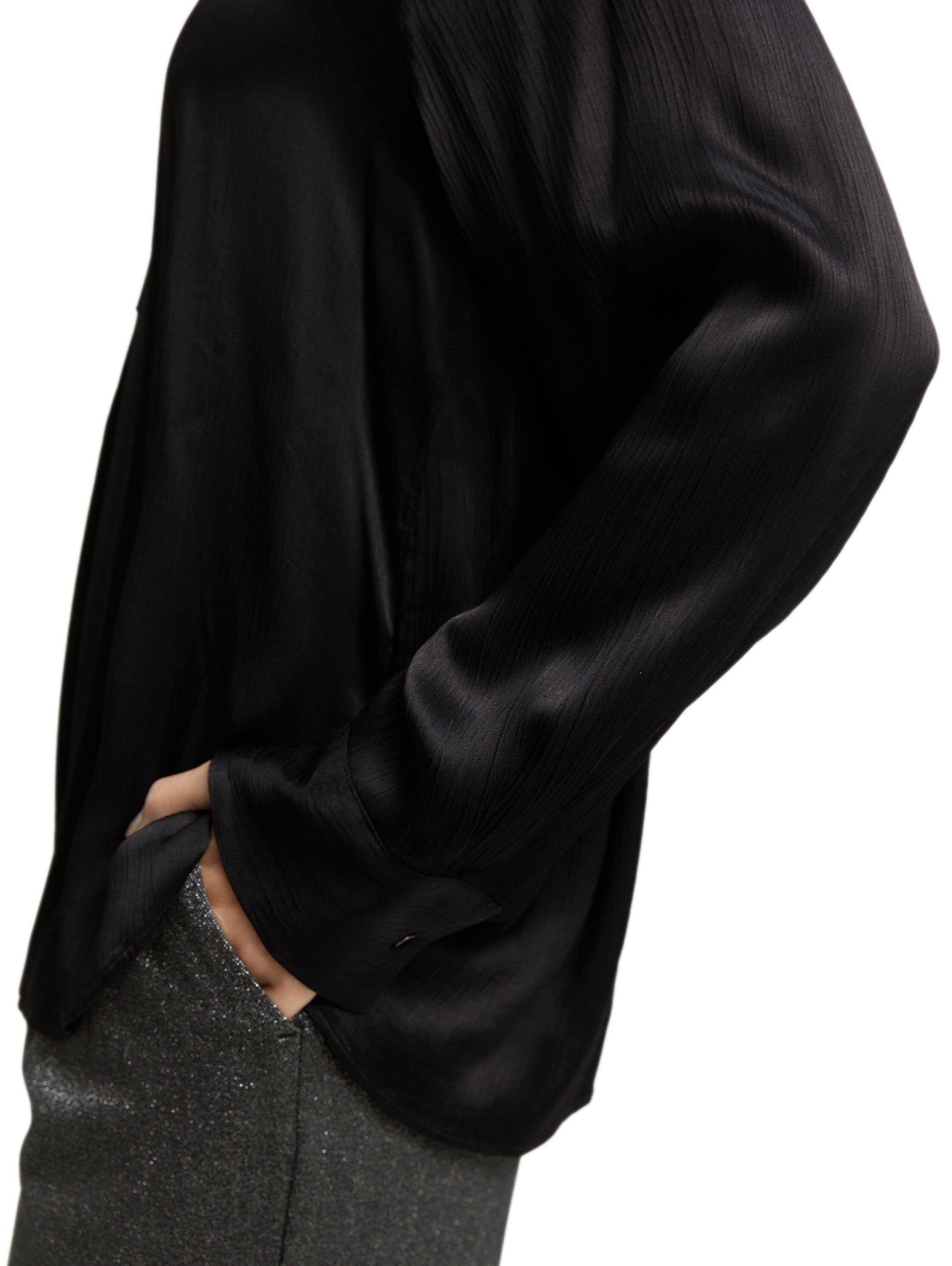 Tom Tailor Black Crinkle Satin Blouse