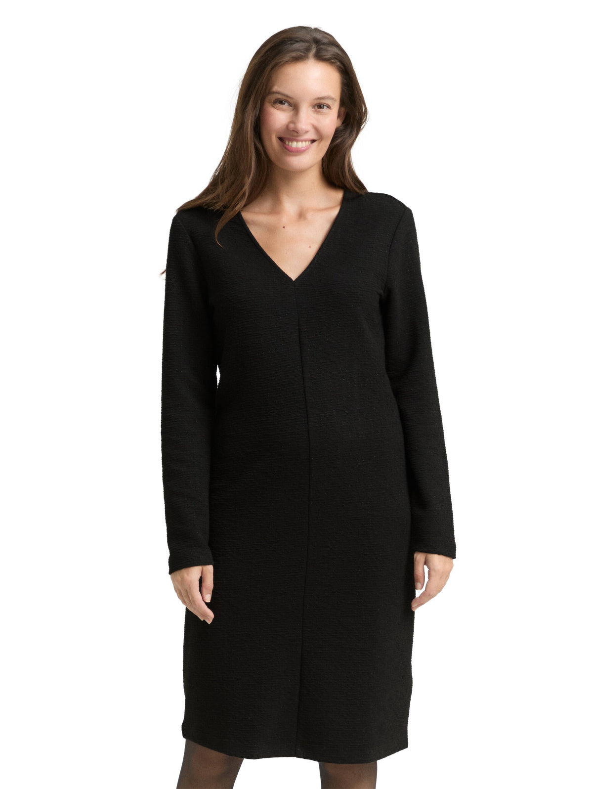 Tom Tailor Black V Neck Dress with Glitter Effect