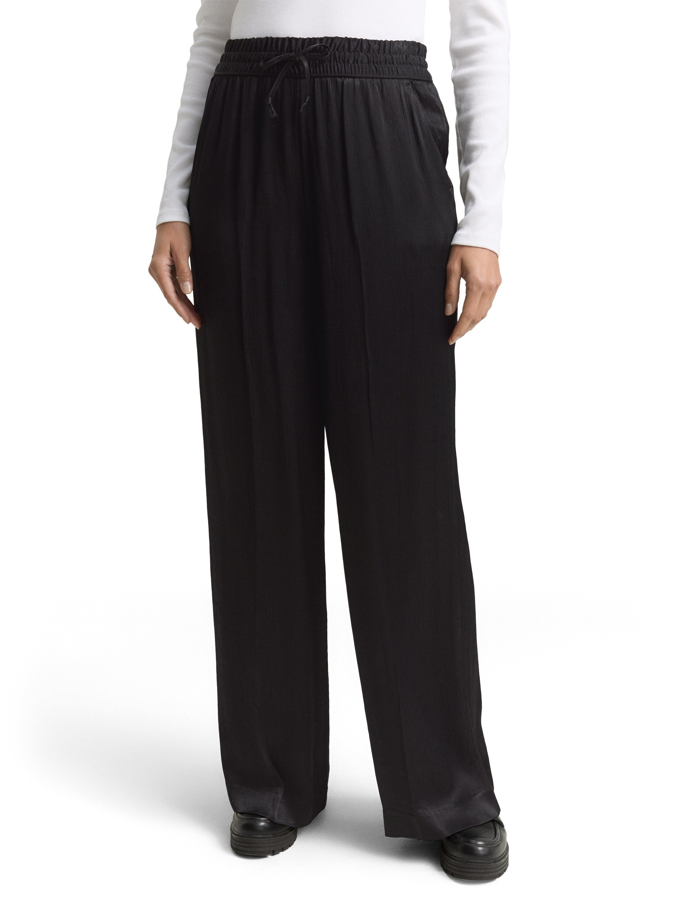Tom Tailor Black Satin Wide Leg Pant