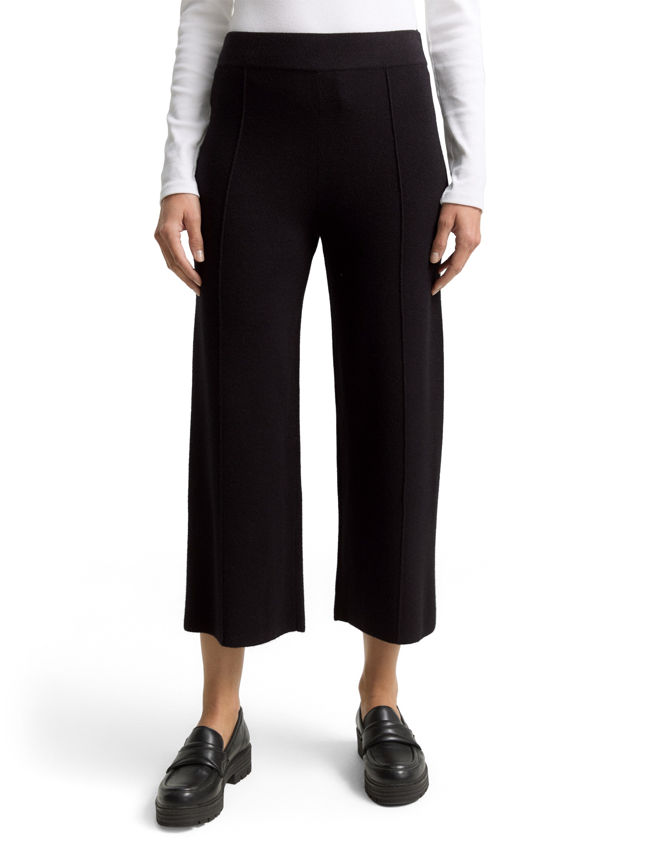 Tom Tailor Deep Black Knitted Cropped Pant
