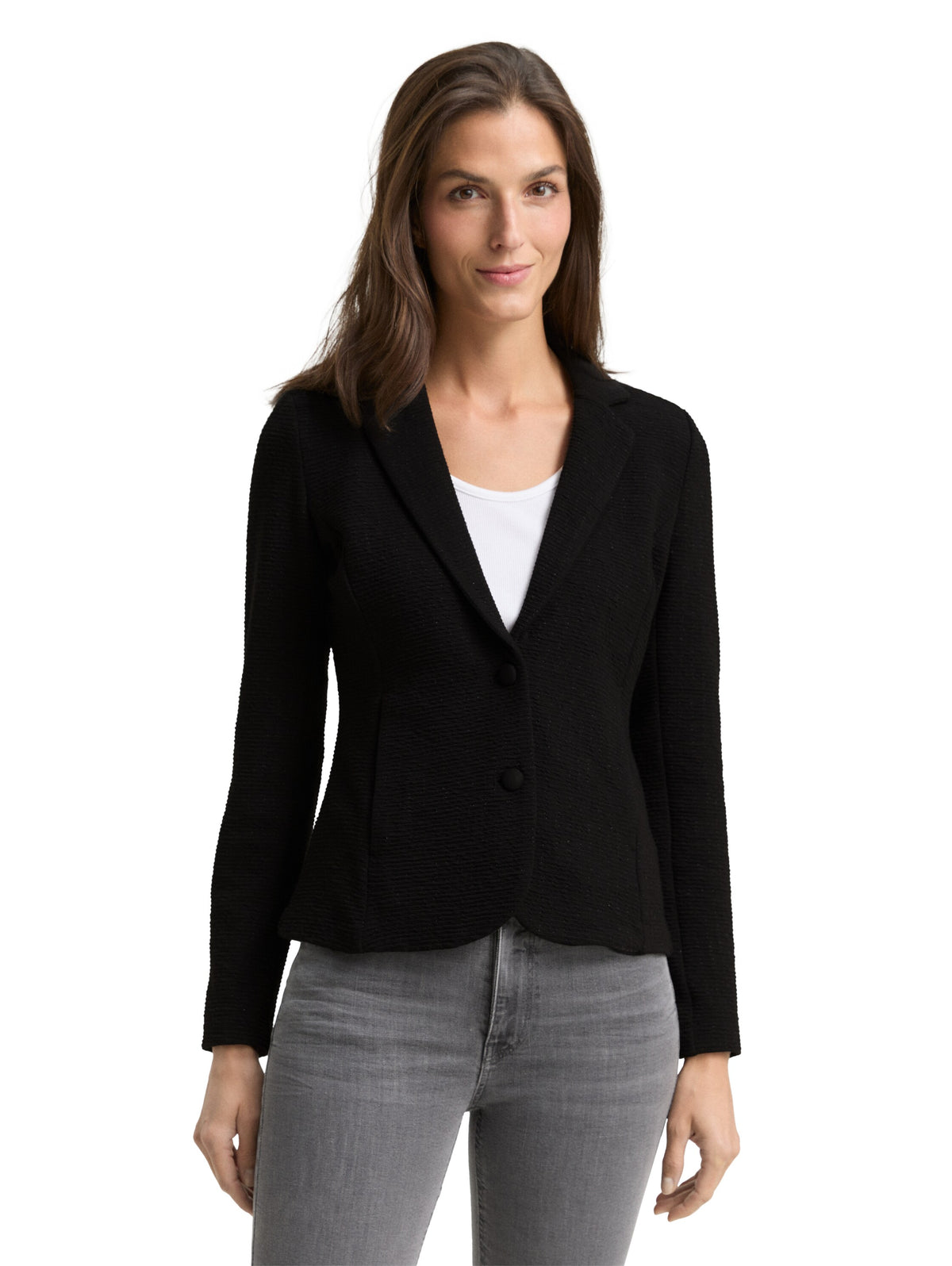 Tom Tailor Black Slim Fit Blazer with Glitter Effect