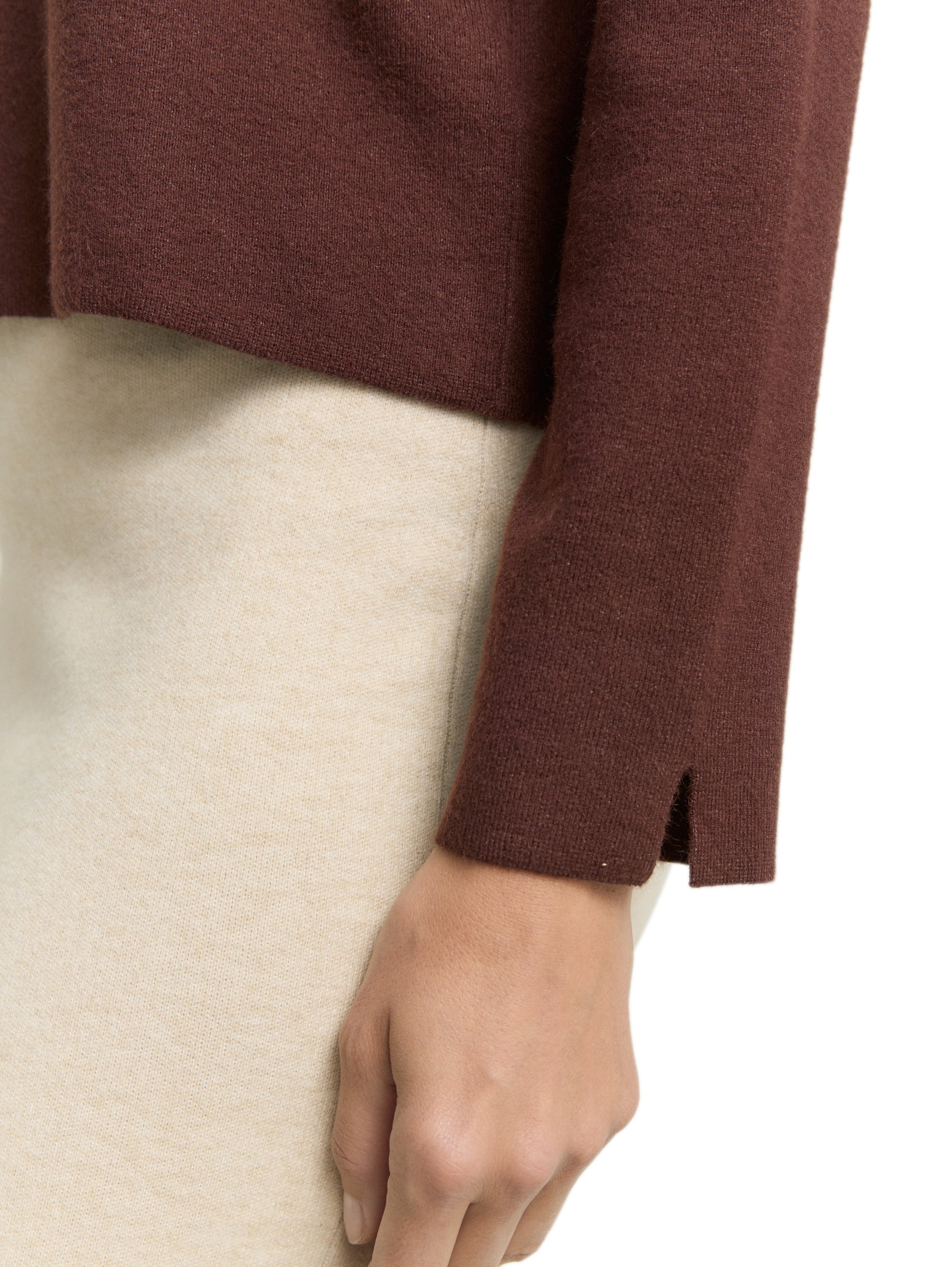 Tom Tailor Dark Brown Melange Cropped Knitted Pullover