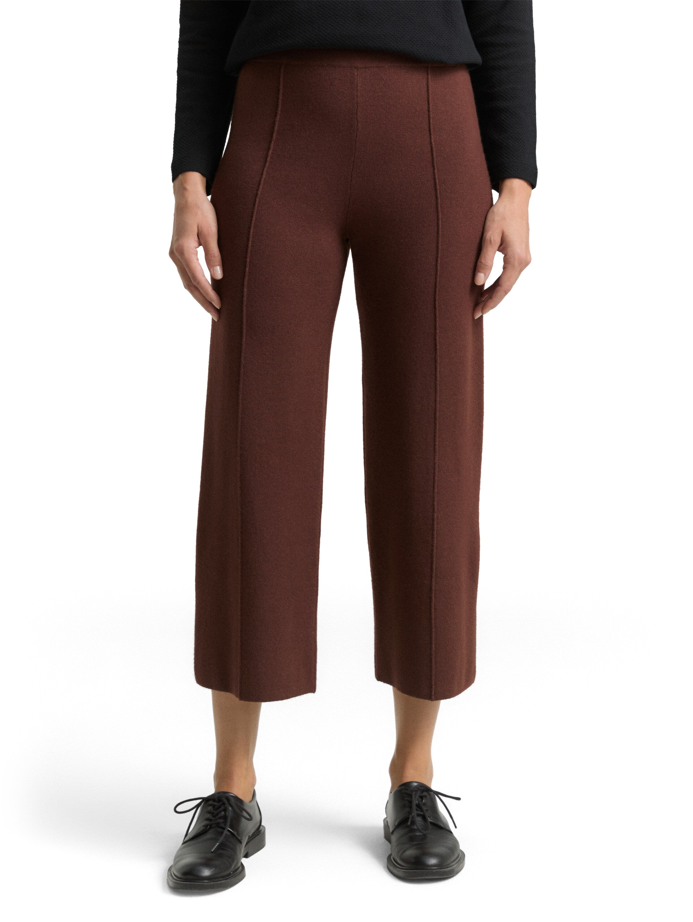 Tom Tailor Dark Brown Melange Knitted Cropped Pant
