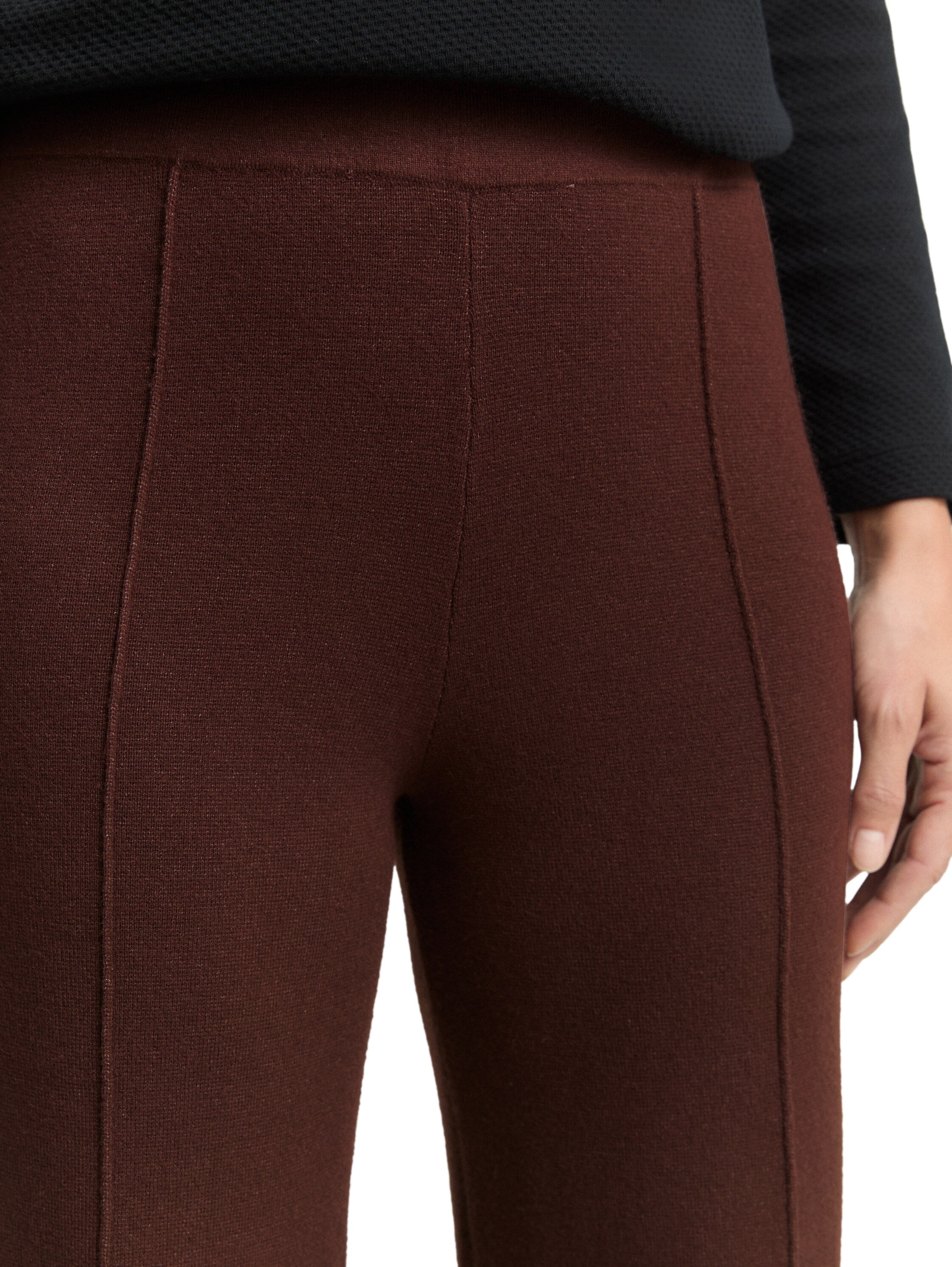 Tom Tailor Dark Brown Melange Knitted Cropped Pant