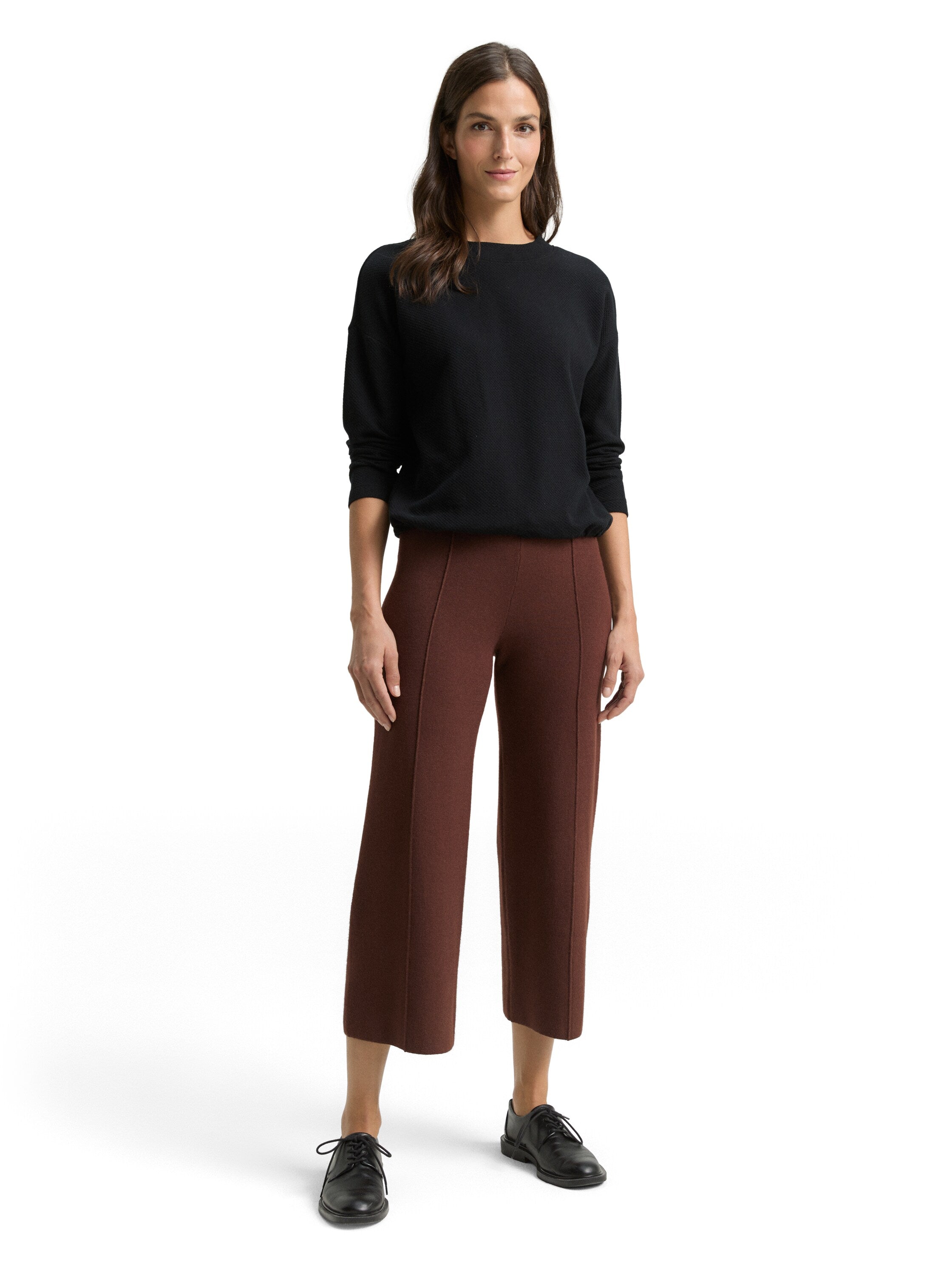 Tom Tailor Dark Brown Melange Knitted Cropped Pant