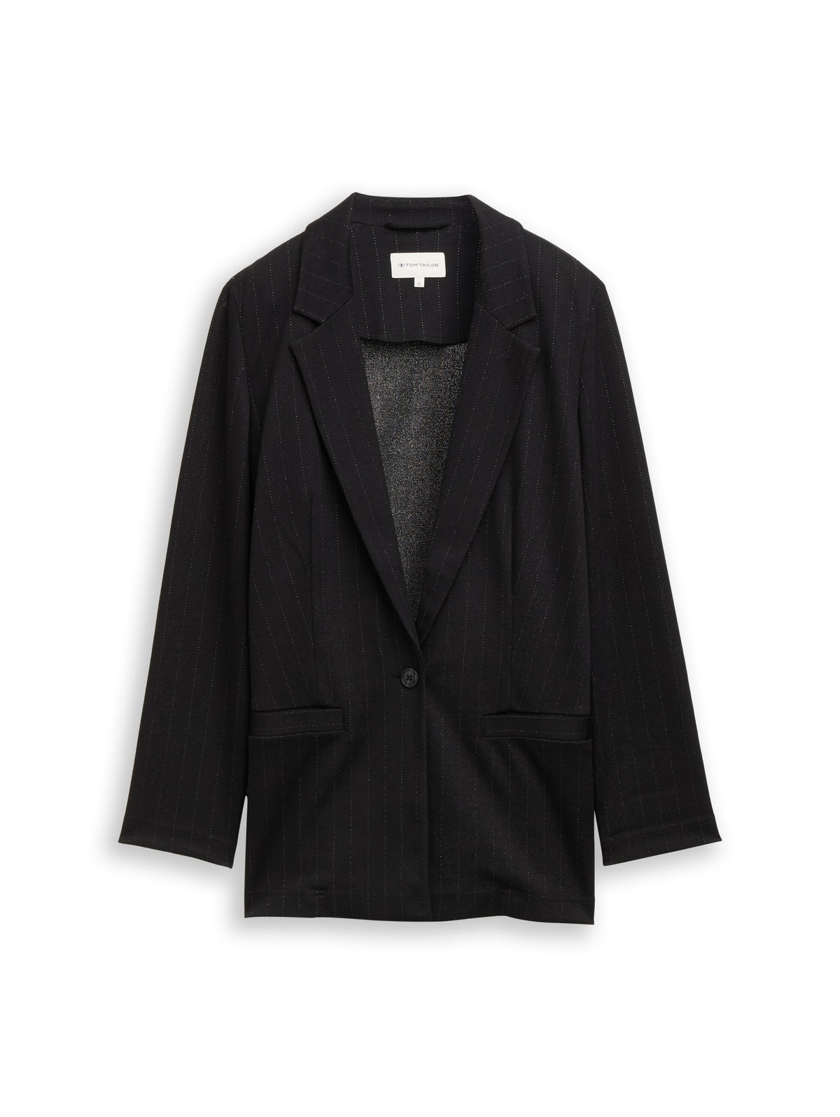Tom Tailor Black Loose Fit Blazer with Glitter Effect